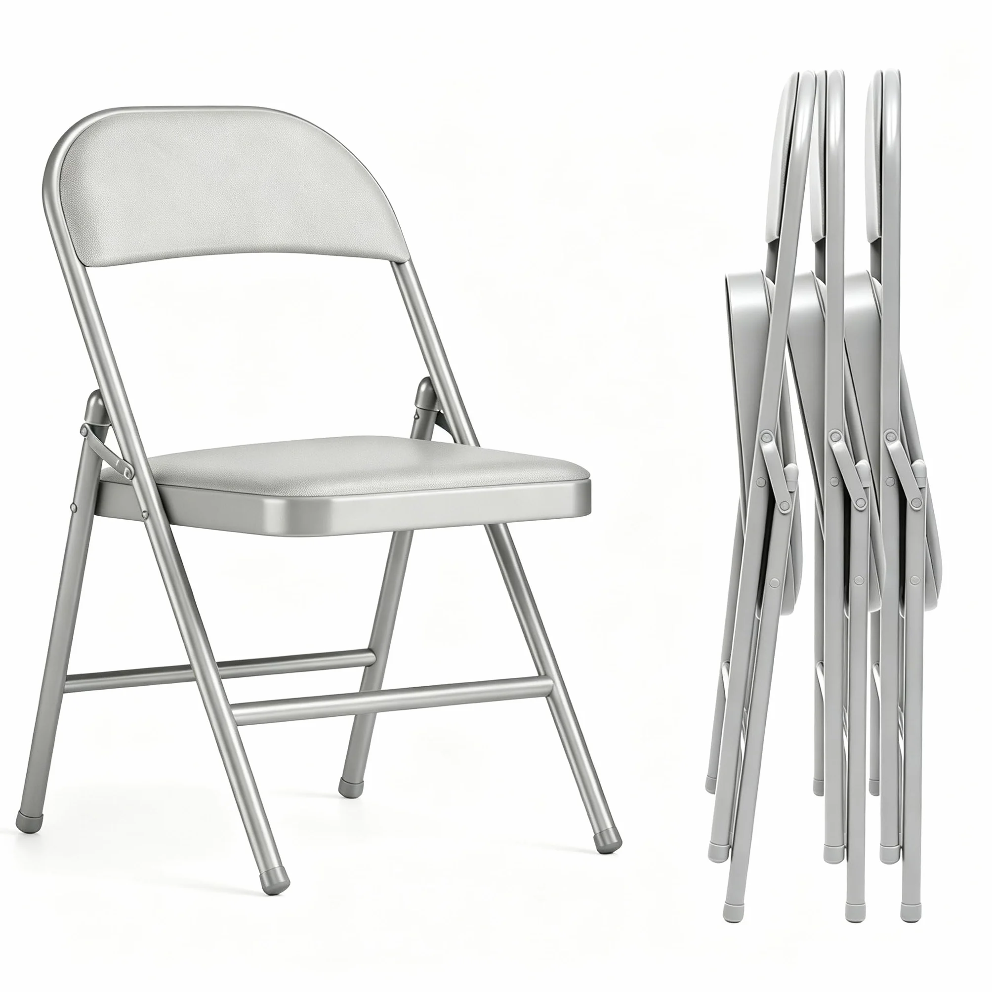 Juego de 4 sillas Plegables Acolchadas con Capacidad de Carga de hasta 158 kg, sillas Plegables de Metal con Fuerte Marco de Acero, sillas Plegables para Cocina, Comedor, Interior y Exterior