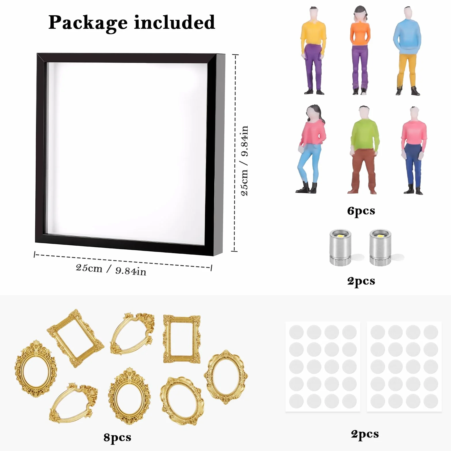 Museo en Miniatura DIY 25 x 25 cm, Mini Museo Fotos con Mini Marcos, Figuras de Personas y Luz LED, Kit de Shadow Box como Regalo para el Día de San Valentín, Aniversario, Cumpleaños, Decoración