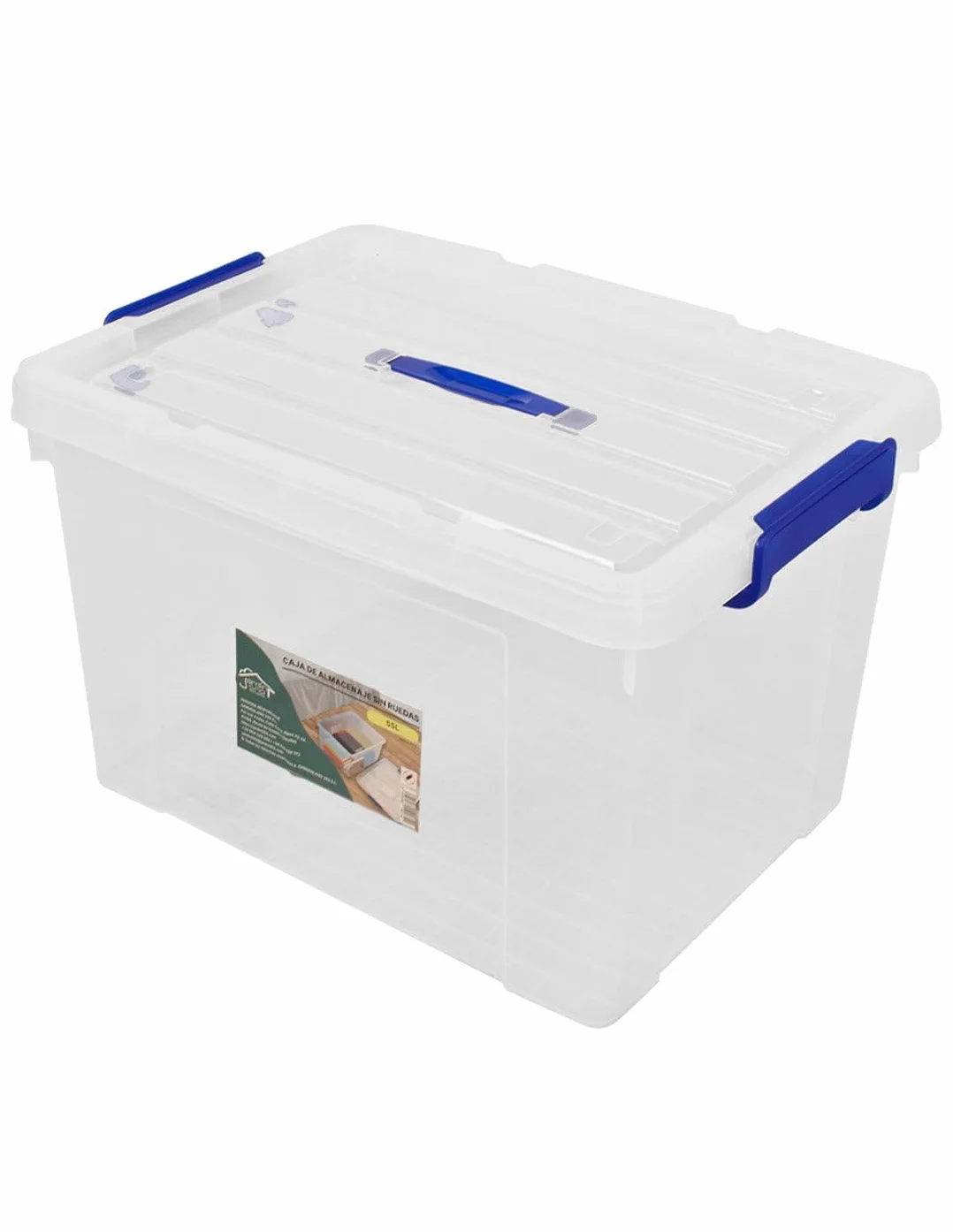 Jardin202 Cajas de Almacenamiento Transparentes con Tapa Azul 55L