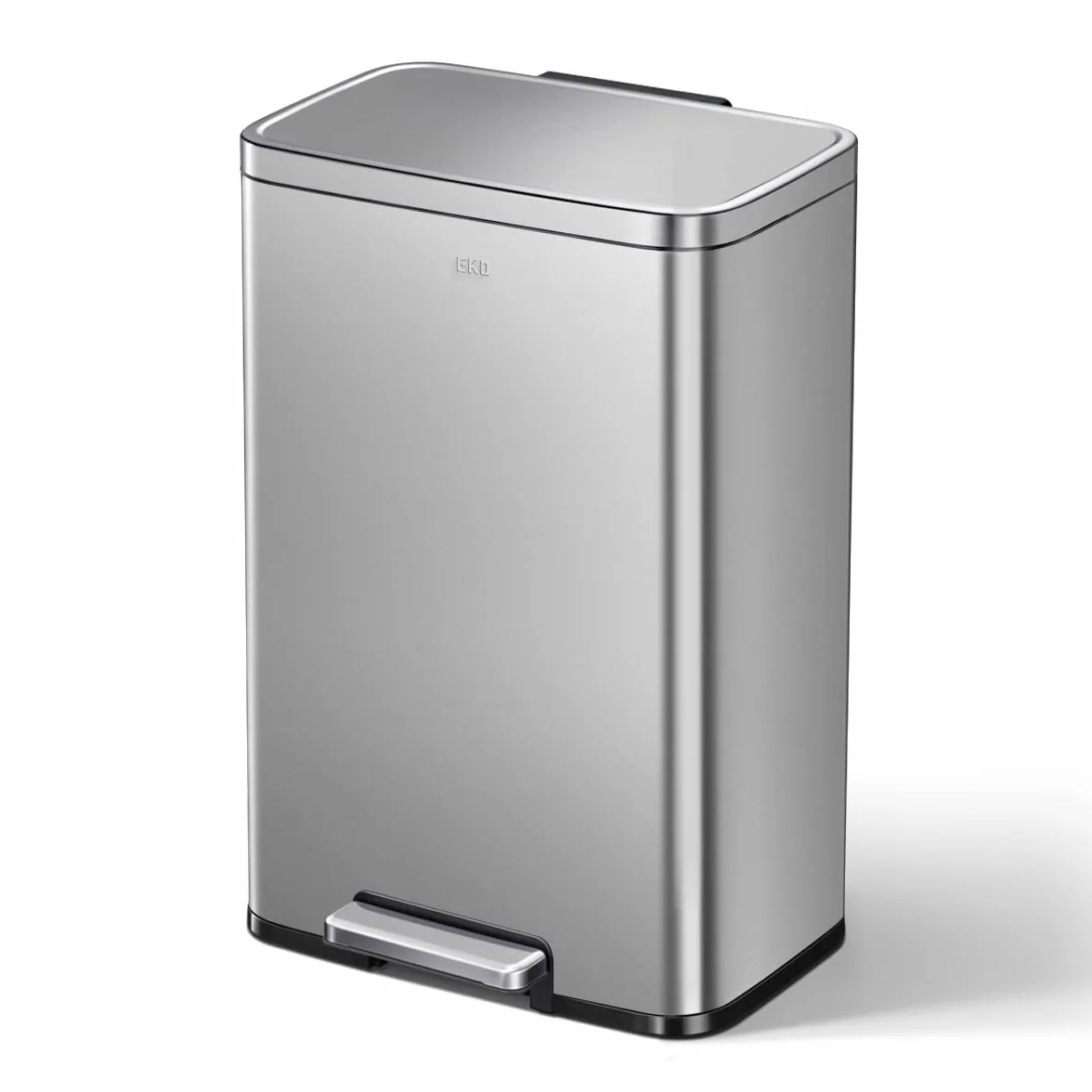 EKO Madison Cubo de Basura Cocina 50L con Pedal y Tapa de Cierre Suave | Acero Inoxidable Antihuella | Papelera Moderna y Robusta | Gran Capacidad para Reciclaje