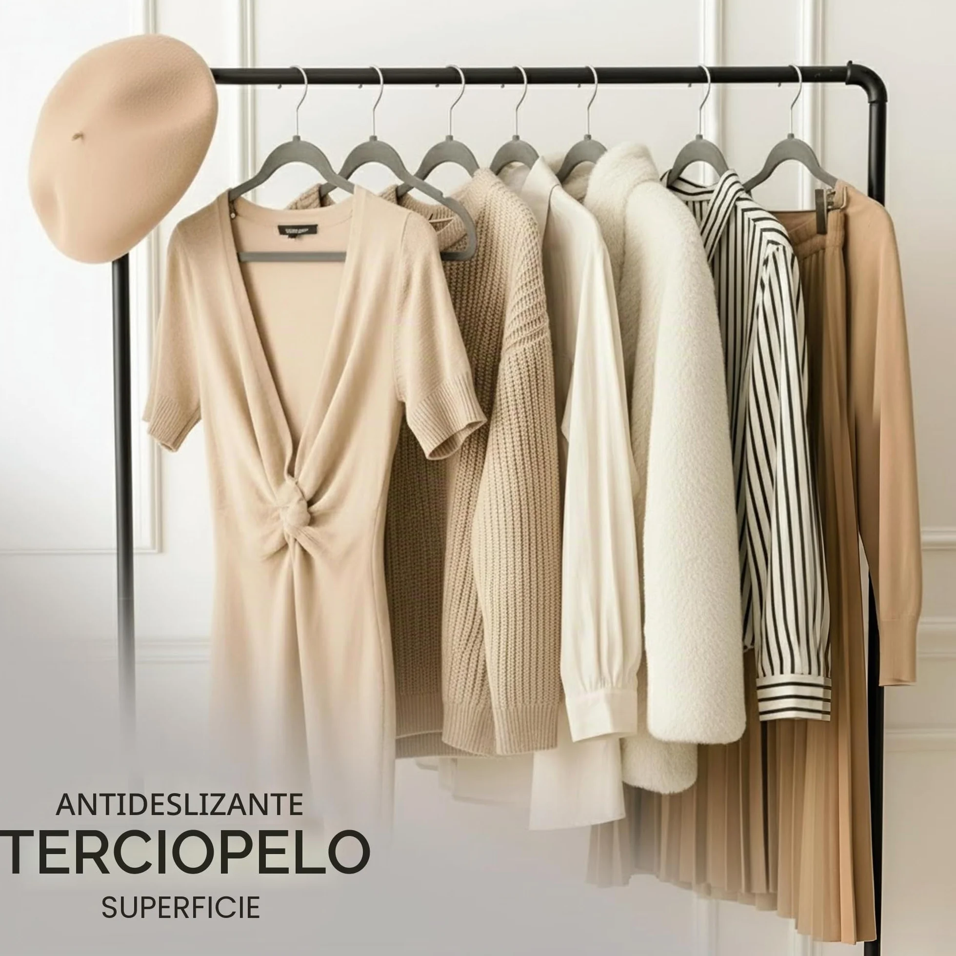 Utopia Home Premium Perchas de Terciopelo Antideslizantes, Duraderas Perchas Negras con Gancho Giratorio de 360 Grados Percha de Gran Resistencia (Gris, Paquete de 20).