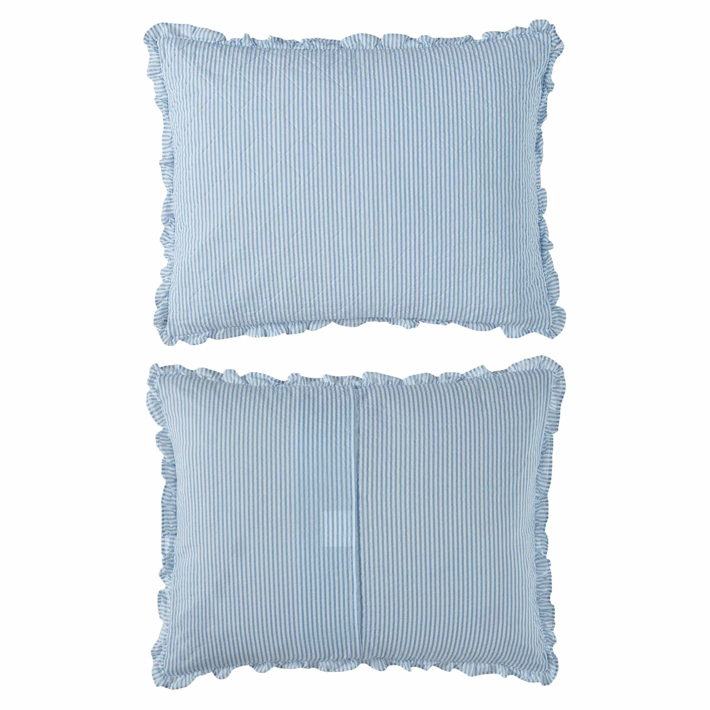 Laura Ashley - Juego de edredón tamaño King, Ropa de Cama súper Suave con Funda de Almohada a Juego, decoración Casual para el hogar (Rayas Azules Oxford, King)
