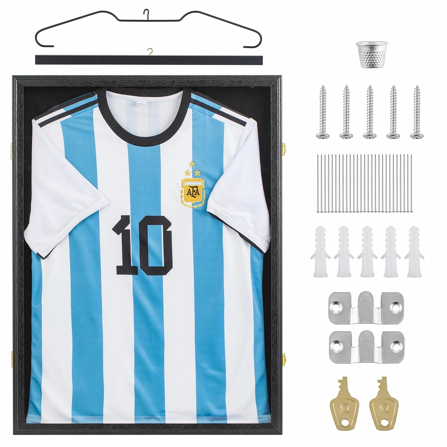 Marco de camiseta de fútbol de 70 x 90 cm, marco 3D, marco de objetos grandes, para adultos, hockey sobre hielo, fútbol, baloncesto, camiseta negra