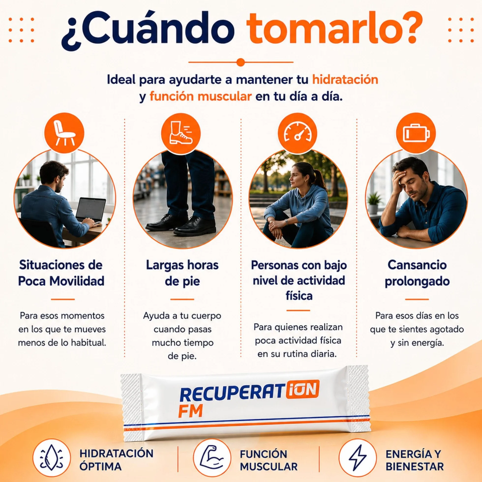 Bebida Hipotónica Sin Azúcar con Electrolitos Sales Minerales Magnesio Sabor Naranja Sin Gluten Ni Lactosa Pack 20 Sobres RECUPERATION
