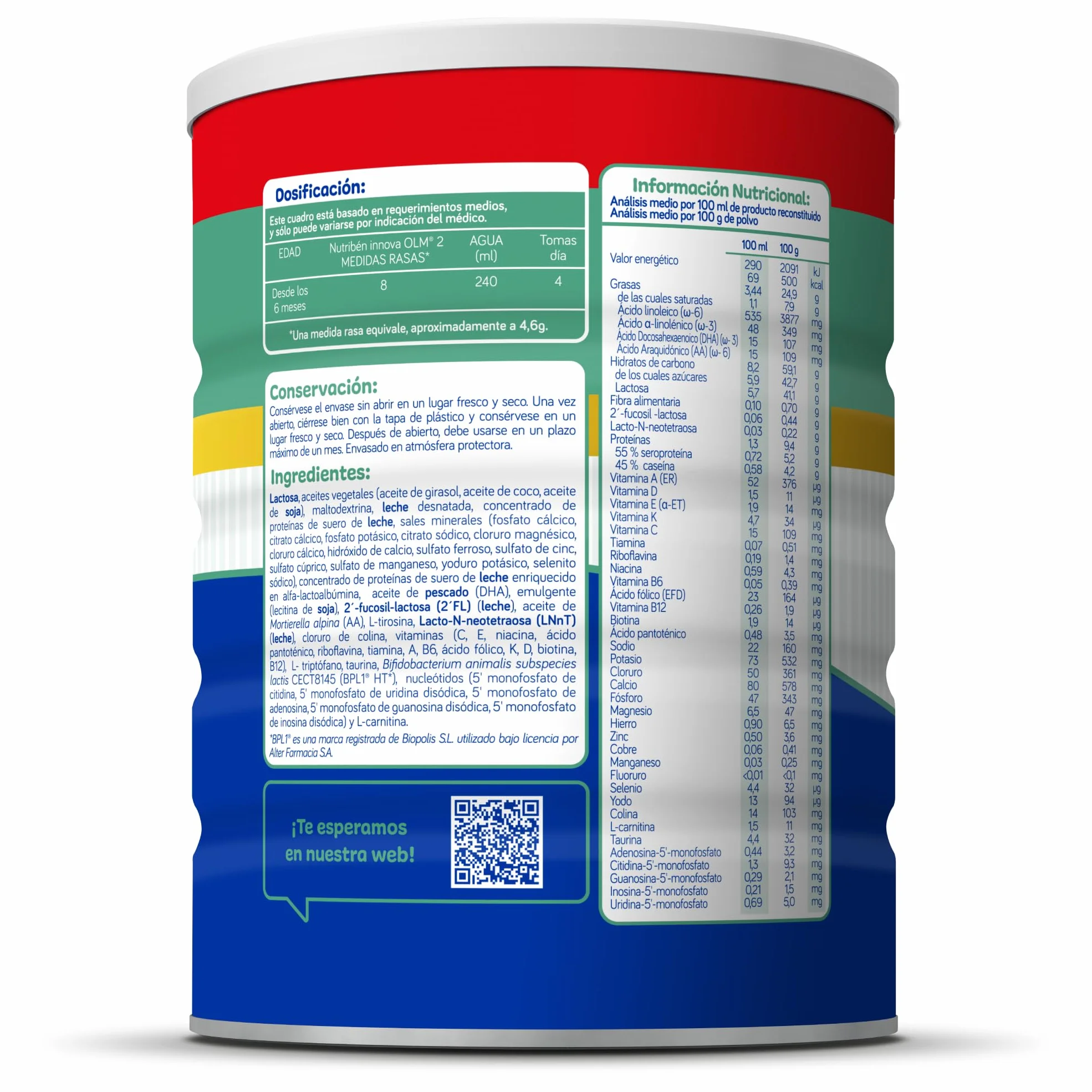 Nutribén Innova 2 Leche de Fórmula en Polvo de Continuación 1KG sin Aceite de Palma con DHA