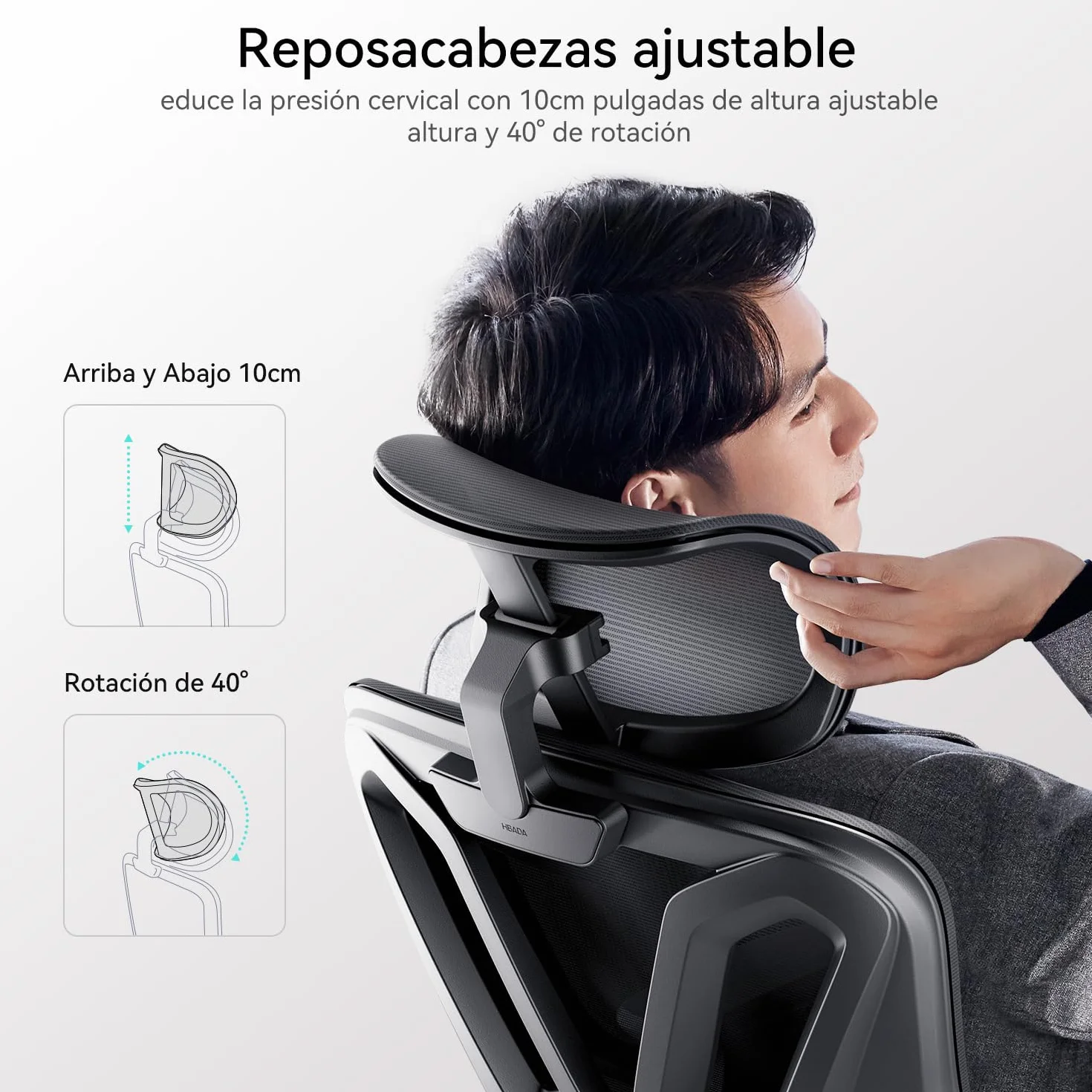 Hbada P5 Silla de Oficina ergonómica con Soporte Lumbar Ajustable, cojín elástico Transpirable, reposabrazos Ajustables y reposacabezas, Reposapiés Integrado, Negro (Aluminium, Negro)