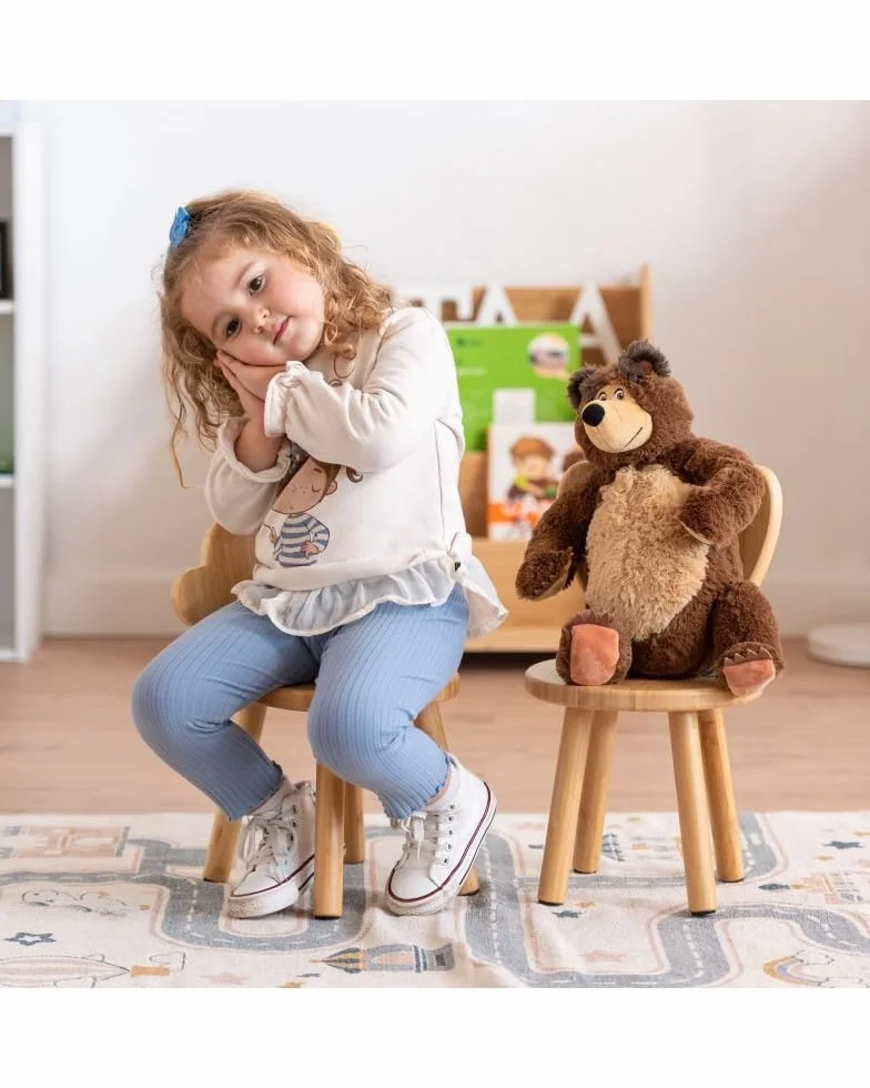 ATAA Silla Infantil Montessori de bambú Darina – Altura Adaptada para niños – Diseño Natural, ergonómico y ecológico – Ideal para rincón de Lectura o Mesa Montessori (Nube)