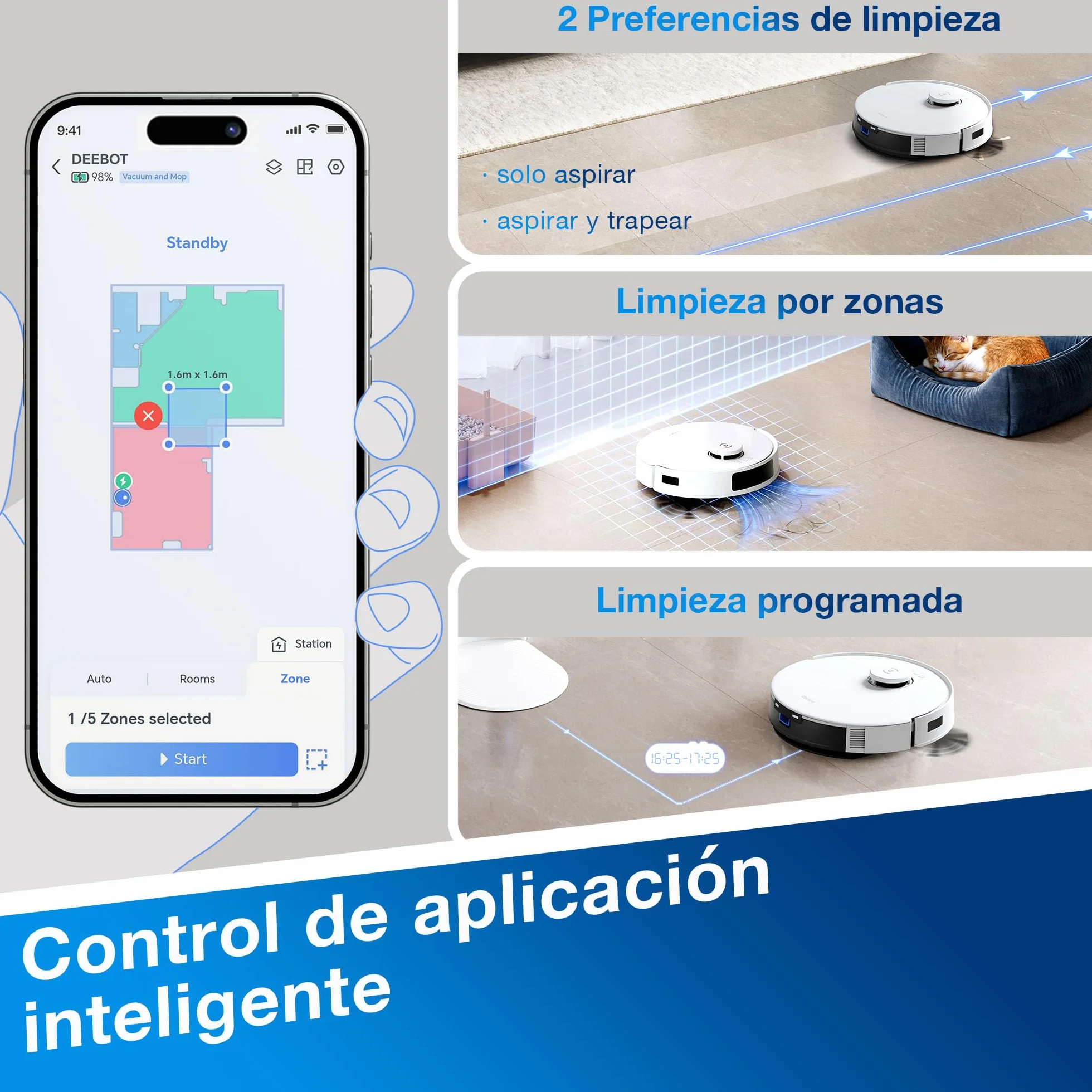 ECOVACS DEEBOT N20, Robot aspiradora de succión Potente 8000 Pa, batería de 300 min, evitación Inteligente obstáculos, tecnología antienredos, alfombras y pelos de Mascotas, WiFi-Alexa-App