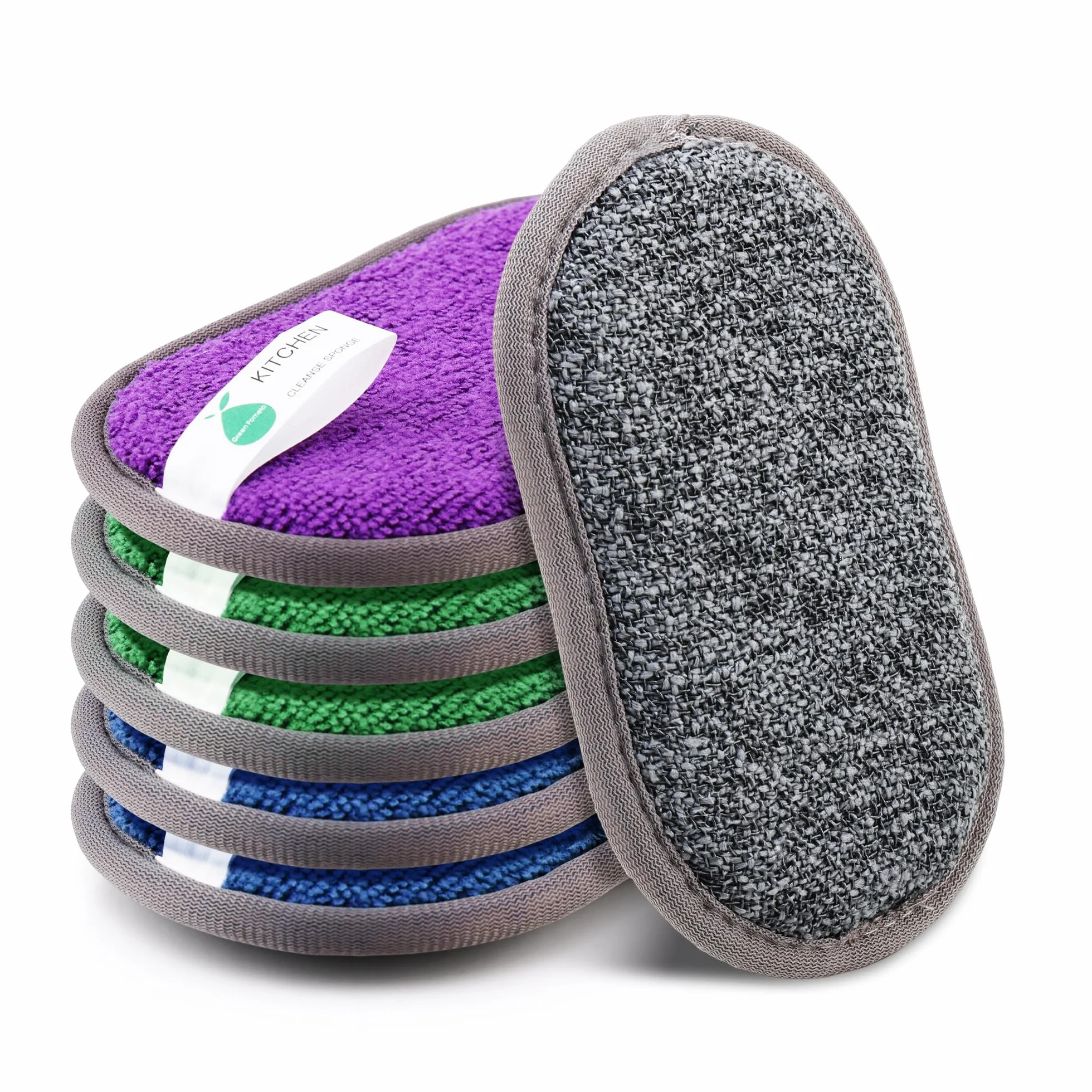 Esponjas multiusos para cocina, esponjas de microfibra de doble cara, estropajo de platos antiarañazos, esponjas de limpieza duraderas para platos, ollas, sartenes, cocina (paquete de 6)