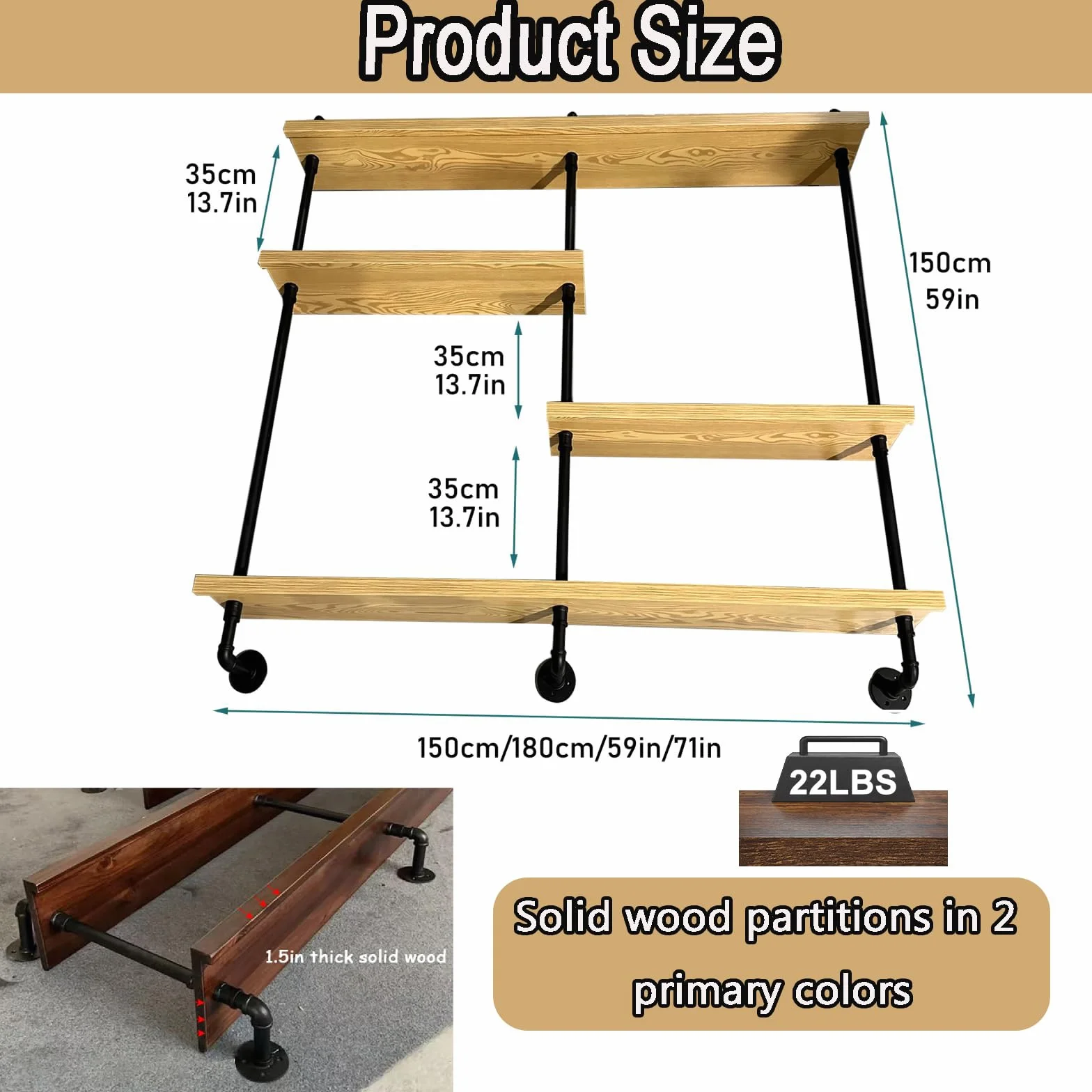 Estante de Vino montado en la Pared con luz, 4 Modernos estantes de Madera para Botellas de Licor, estantes flotantes, Organizador para Bar y Comedor (150×20×150CM Nuez)