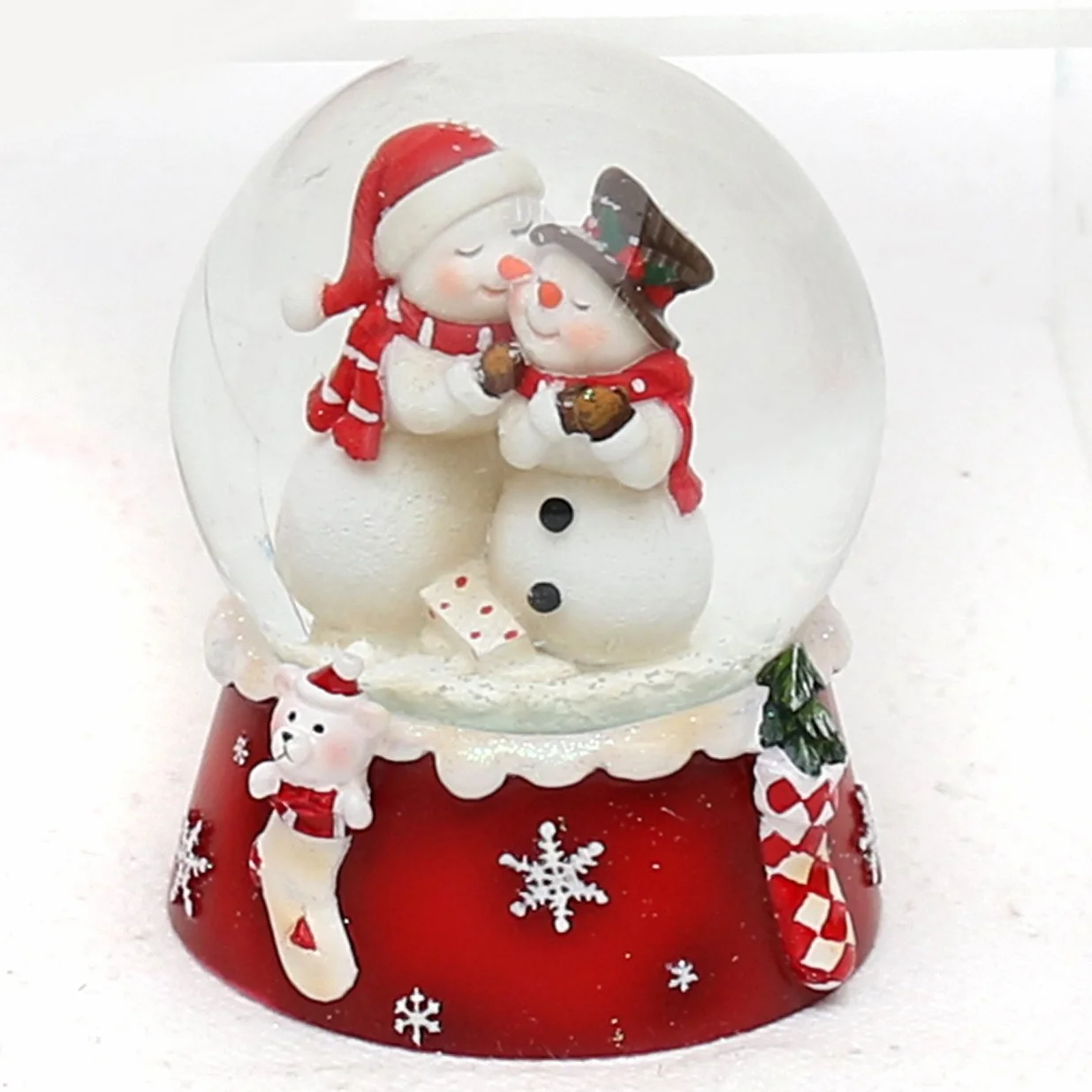 Dekohelden24 501065-WM Bola de Nieve de dúo de Papá Noel, Color Rojo y Blanco, Dimensiones (Alto x Ancho x diámetro) de la Bola: Aprox. 8,5 x 7 cm x 6,5 cm