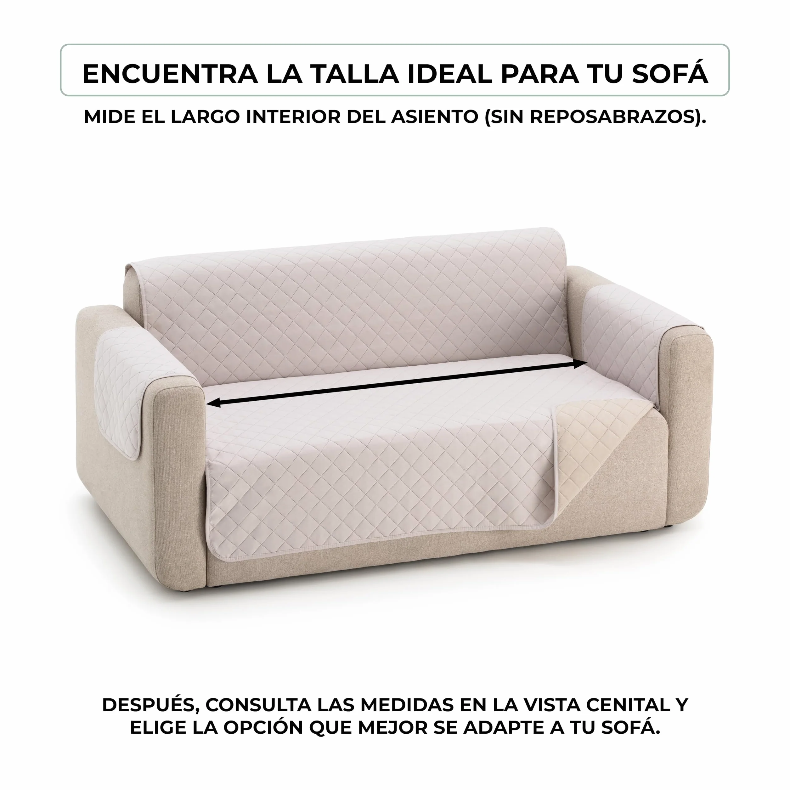Funda Cubre Sillón Due Acolchada Reversible 1 Plaza 55 cm Marfil/Beige Protector de Sillón Relax y Orejero