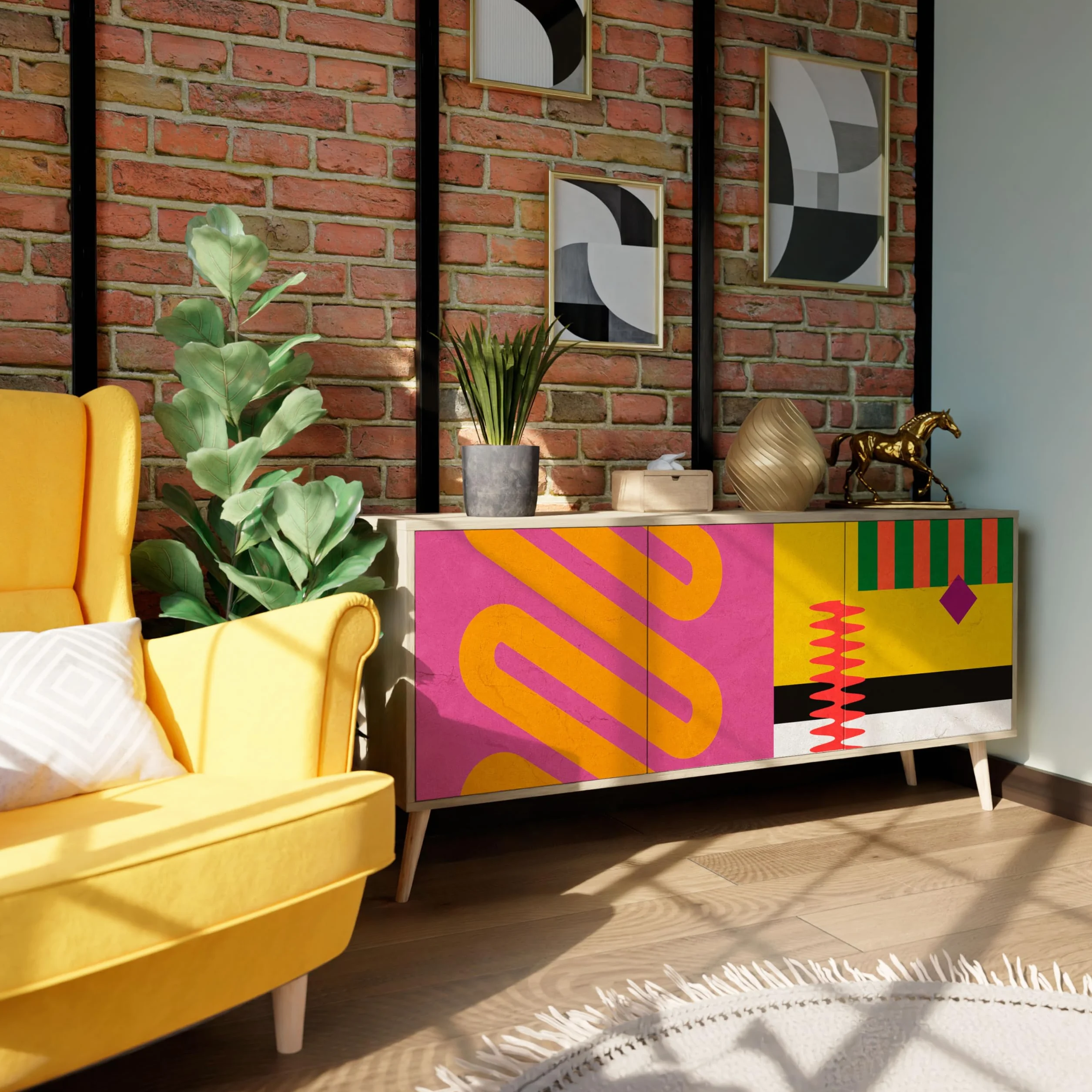Cómoda Moderna 3 Puertas - Mueble Auxiliar para Salón, Dormitorio Juvenil, Aparador, Diseño Contemporáneo