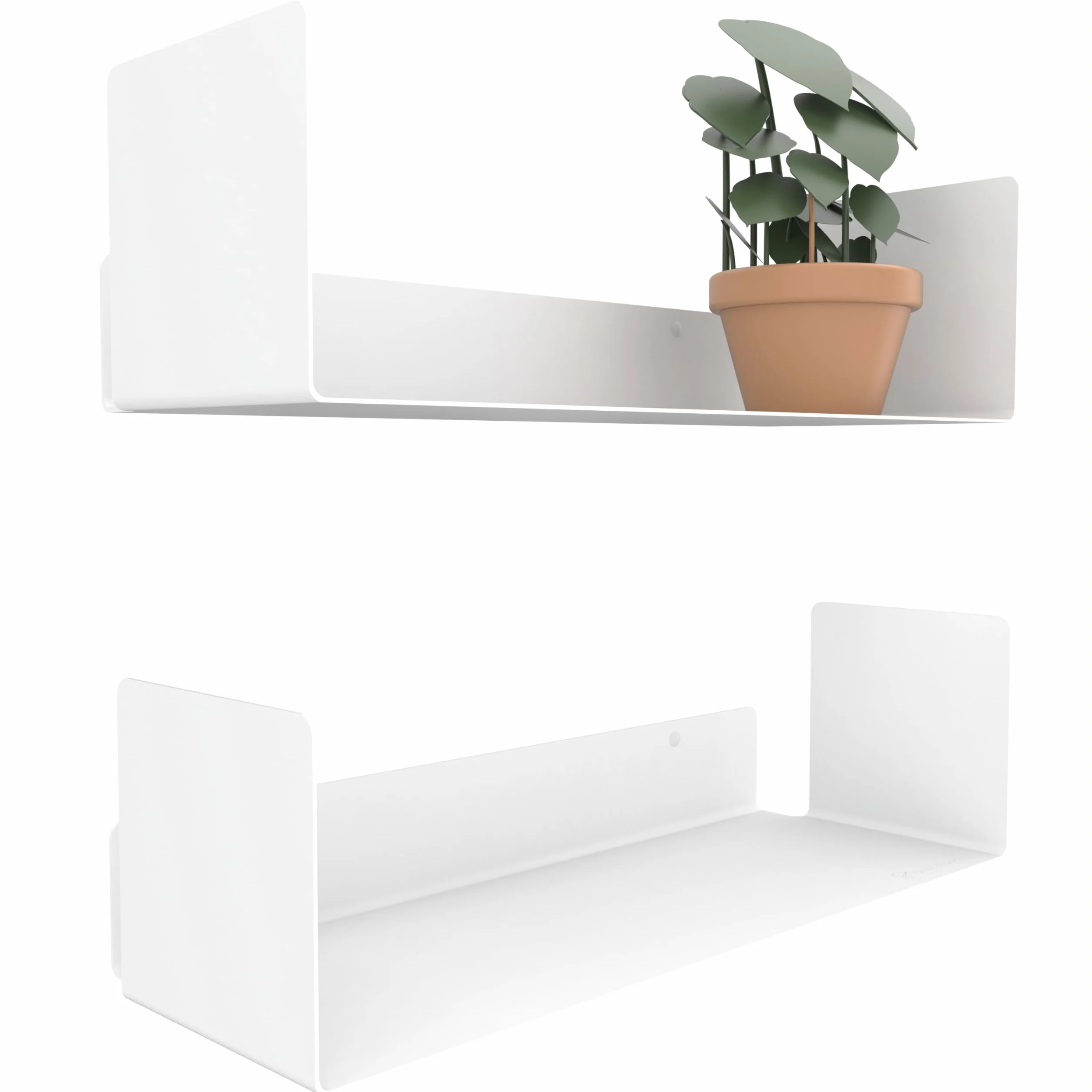 Baldas Flotantes Pared Blancas | Estanteria Pared Flotante Blanca | Floating Wall Shelves | Repisas de Pared Dormitorio | Estantes Pared | Estante Libros | Paquete de 2 | 40 cm de largo | 100% Acero
