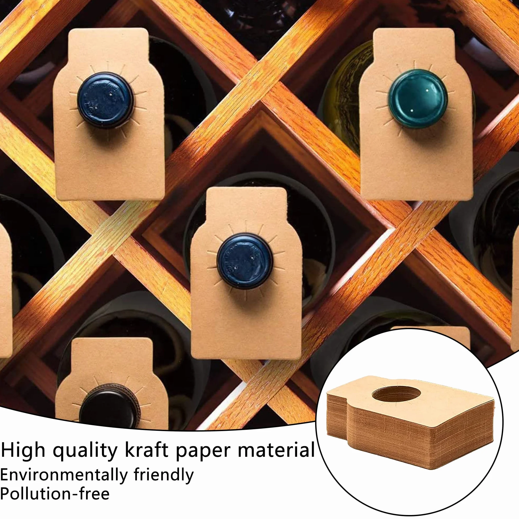 Etiquetas de papel Kraft para botellas de vino - 100 unidades