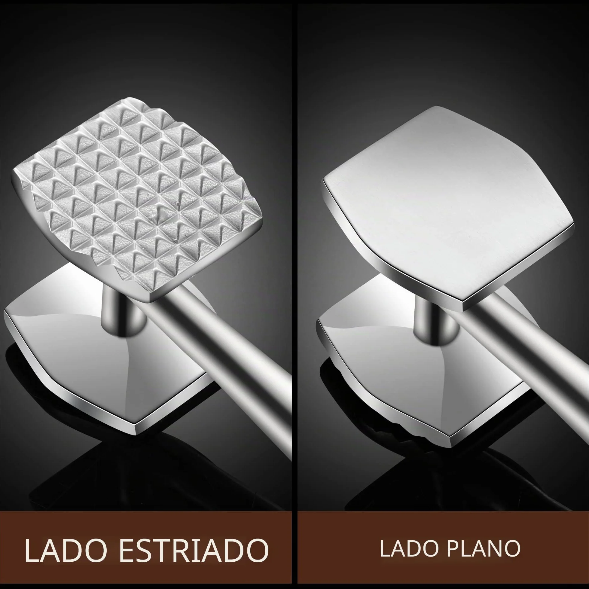 Aliglow Ablandador de Carne Acero Inoxidable 304 18/8 Martillo Cocina Profesional