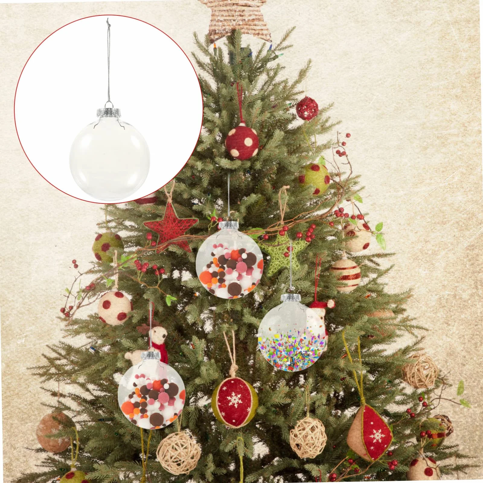 ABOOFAN Bolas de Plástico Transparente 8CM Decoraciones Navidad Rellenables para Adornos Navideños