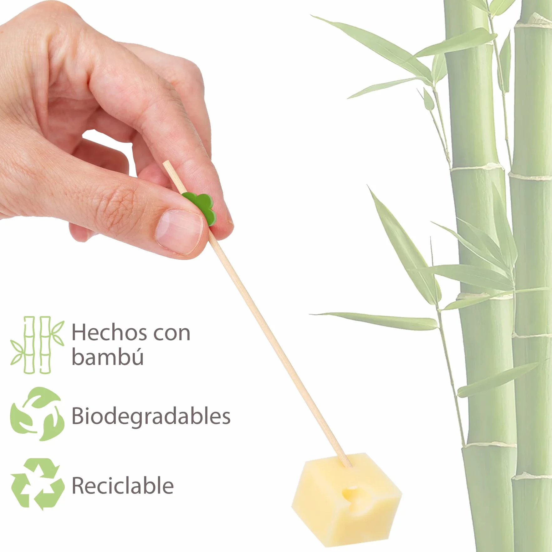 Palillos de Cóctel 12cm Bambú Ecológicos 50/100/300 Piezas Pinchos Decorativos