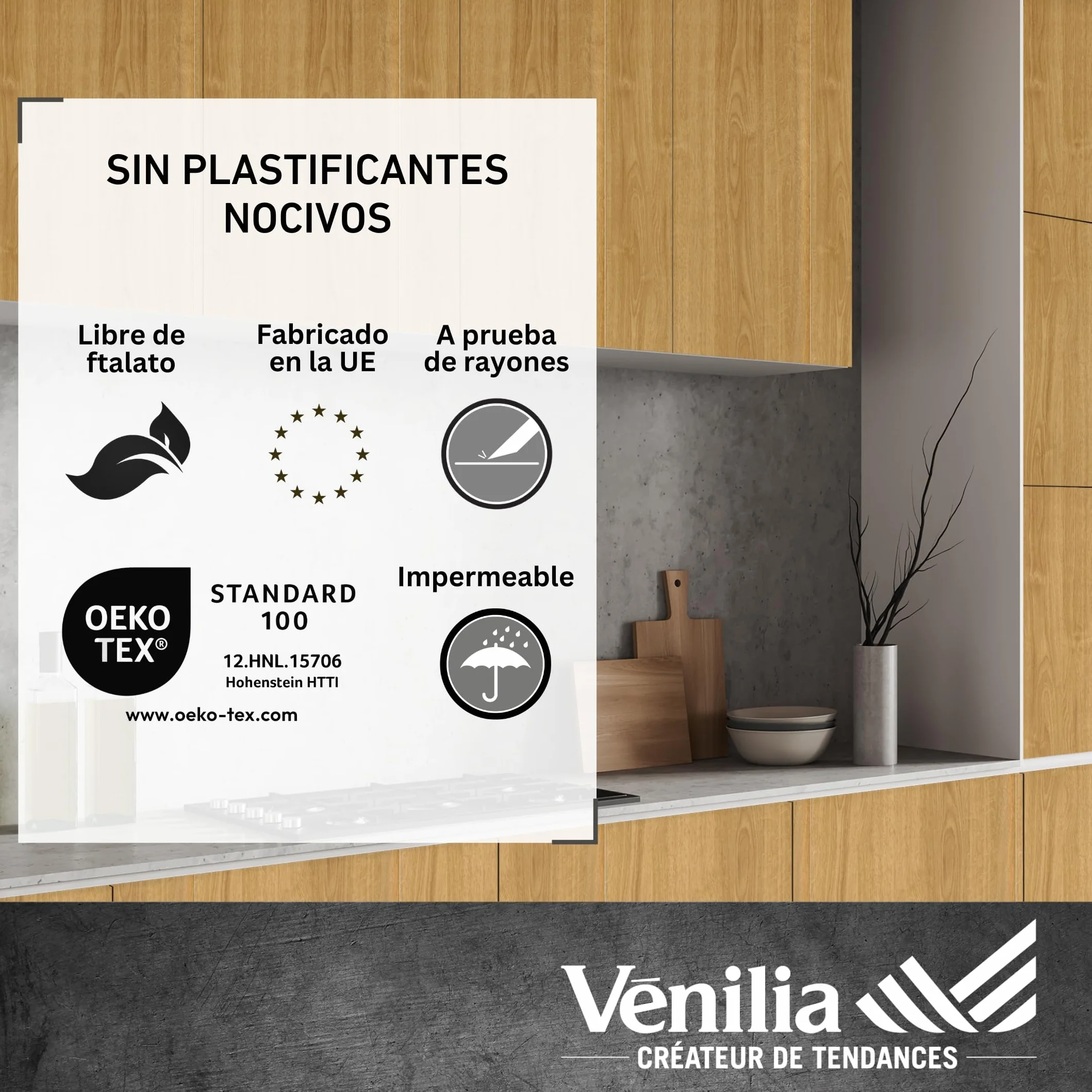 Venilia Lámina adhesiva Perfect Fix, Madera Roble claro, 67,5cm x 2m, Espesor 150μ, Vinilo autoadhesivo para muebles o cocina, decorativas papel pintado pared, PVC sin ftalatos, Fabricado en UE