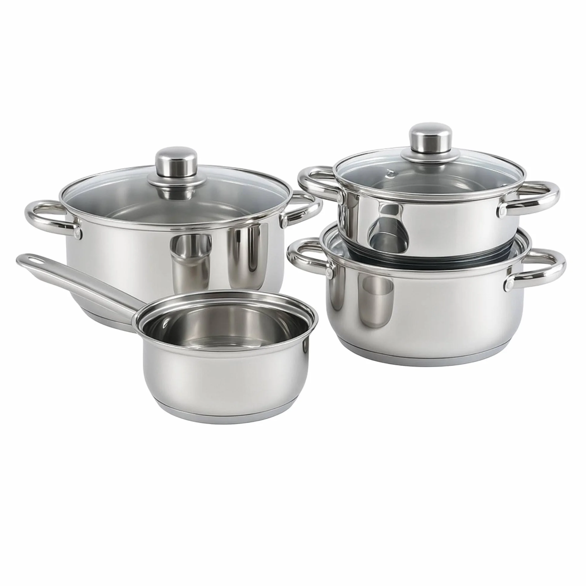 Well Home Juego de Batería de Cocina 7 Piezas Acero Inoxidable Bases Inducción