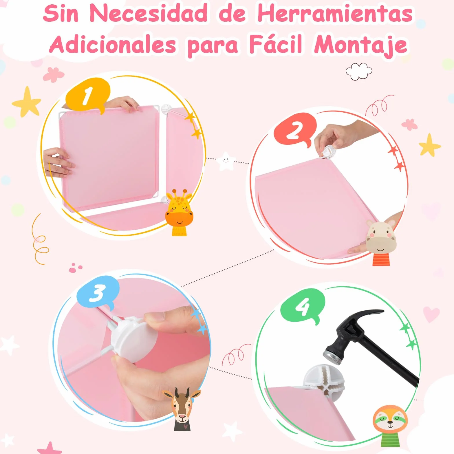 COSTWAY Armario Modular Infantil 8 Cubos Estantería Organizador Almacenamiento Juguetes 75x37x145 cm Rosa