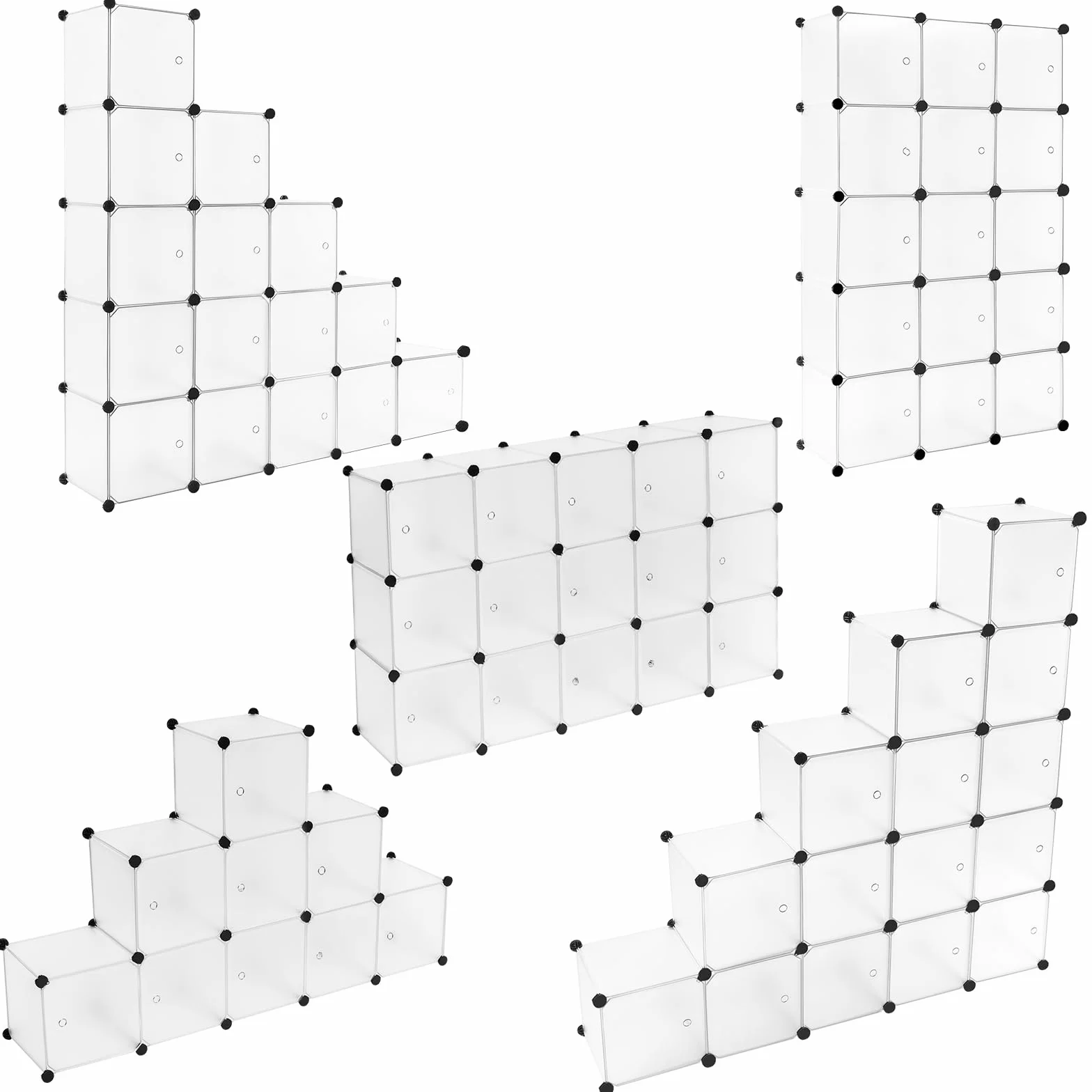WOLTU Armario Modular de 15 Cubos con Puertas Imán, Estantería Almacenaje Cubos Plástico, Blanco