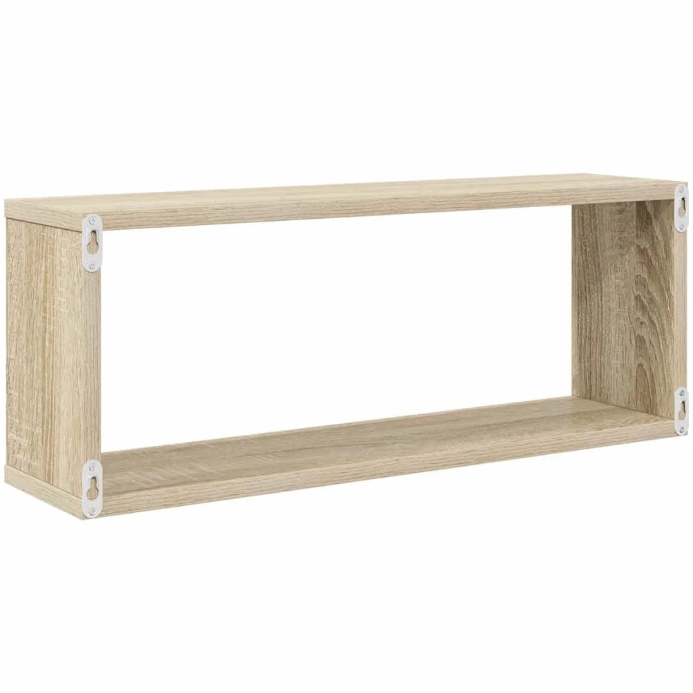 vidaXL Estantes Cubo Pared Estantería Colgante CD Libros Decoración Contrachapada Blanco Sonoma 60x15x23cm
