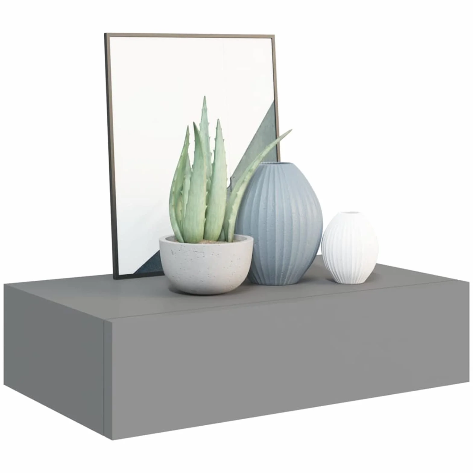 Gecheer Estante de Pared con Cajón,Estante Estantería para la Sala,Baldas flotantes,Armario Suspendido, Estanteria para Trasteros, Estante con cajón de Pared MDF Gris 40x23,5x10 cm