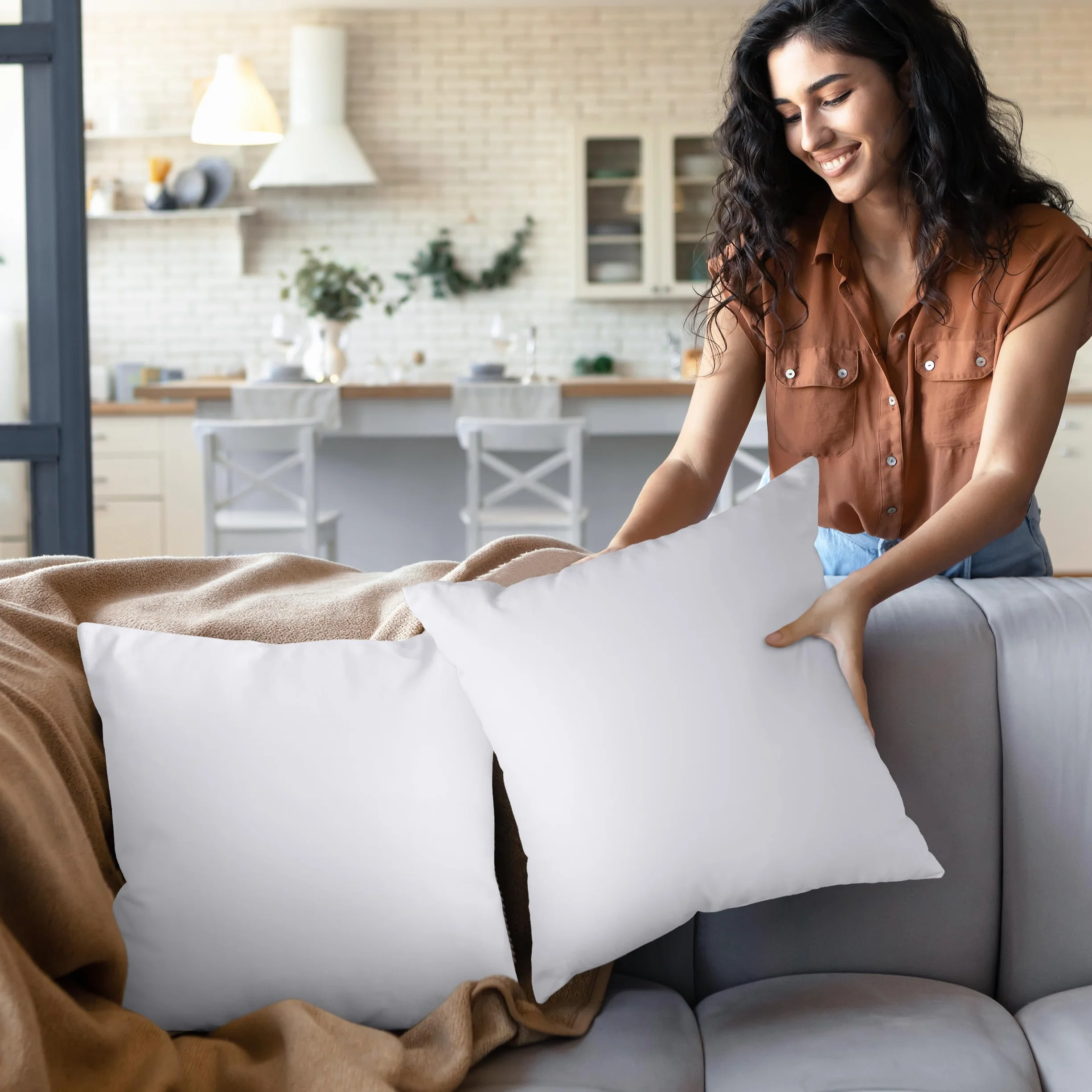 Utopia Bedding Relleno de Cojín 50 x 50 cm 2 Unidades Fibra Virgen Siliconada Almohadas de Sofá Blanco