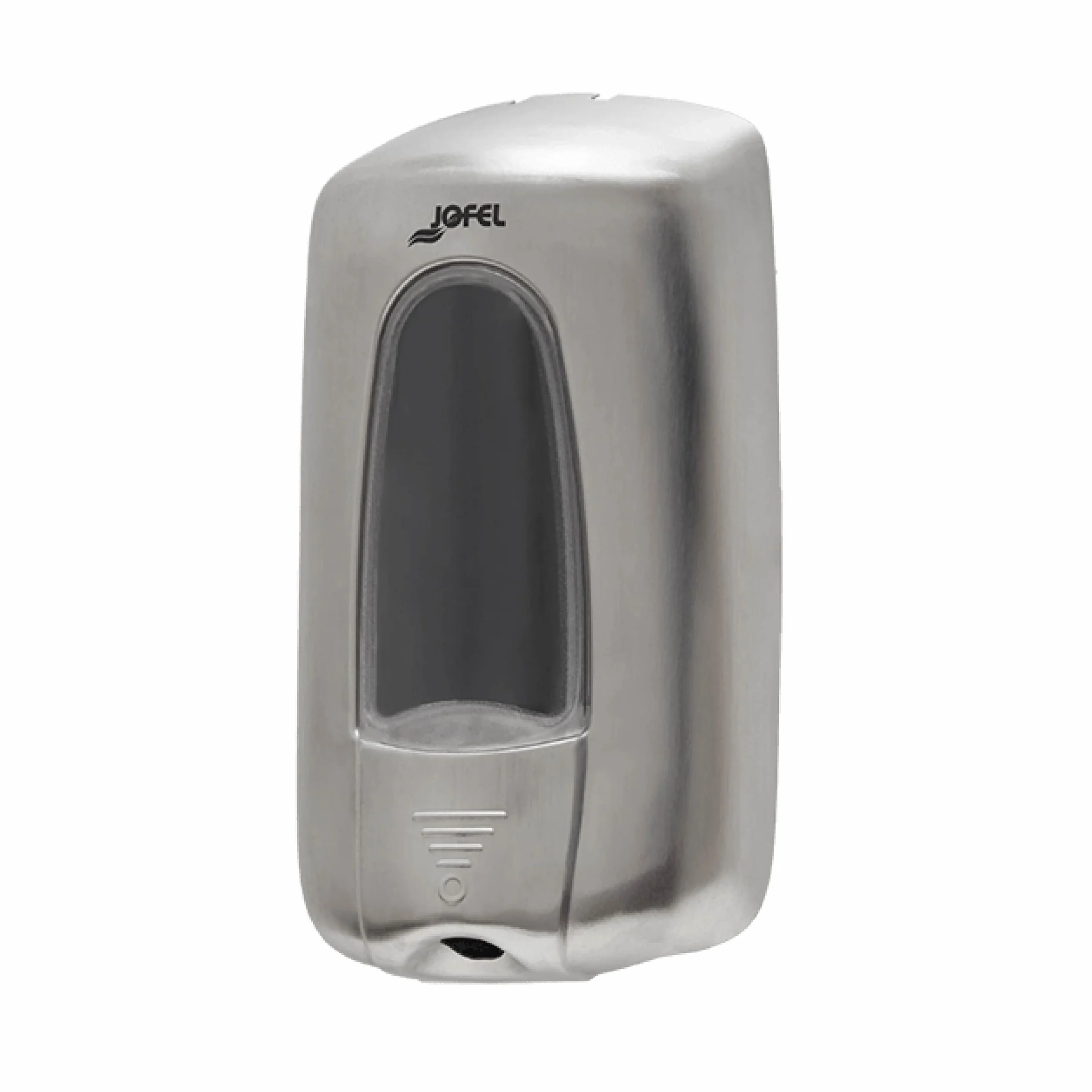 Jofel - Dosificador de Jabón para Pared, Recargable con Cartuchos de Espuma y Gel Capacidad de 1L, Dispensador Jabón Baño, Válvula Anticorrosión y Antigoteo, Carcasa Inox, Aitana AC74000, Satinado