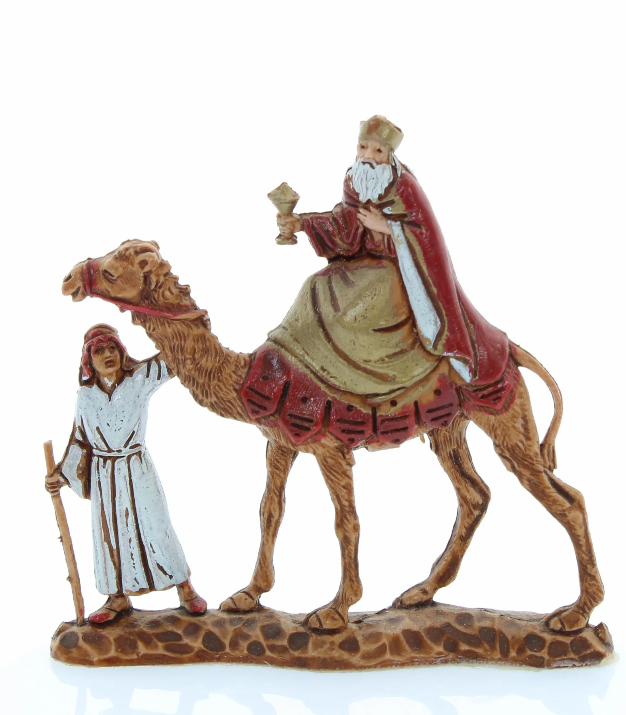 Moranduzzo Trío de Reyes Magos en Camello Apto para Belén de 3,5 cm Escala 1:50 – Micro 3,5 – Figura Indestructible, Estilo Siglo XVIII, Acabada a Mano, Escultor M. Landi