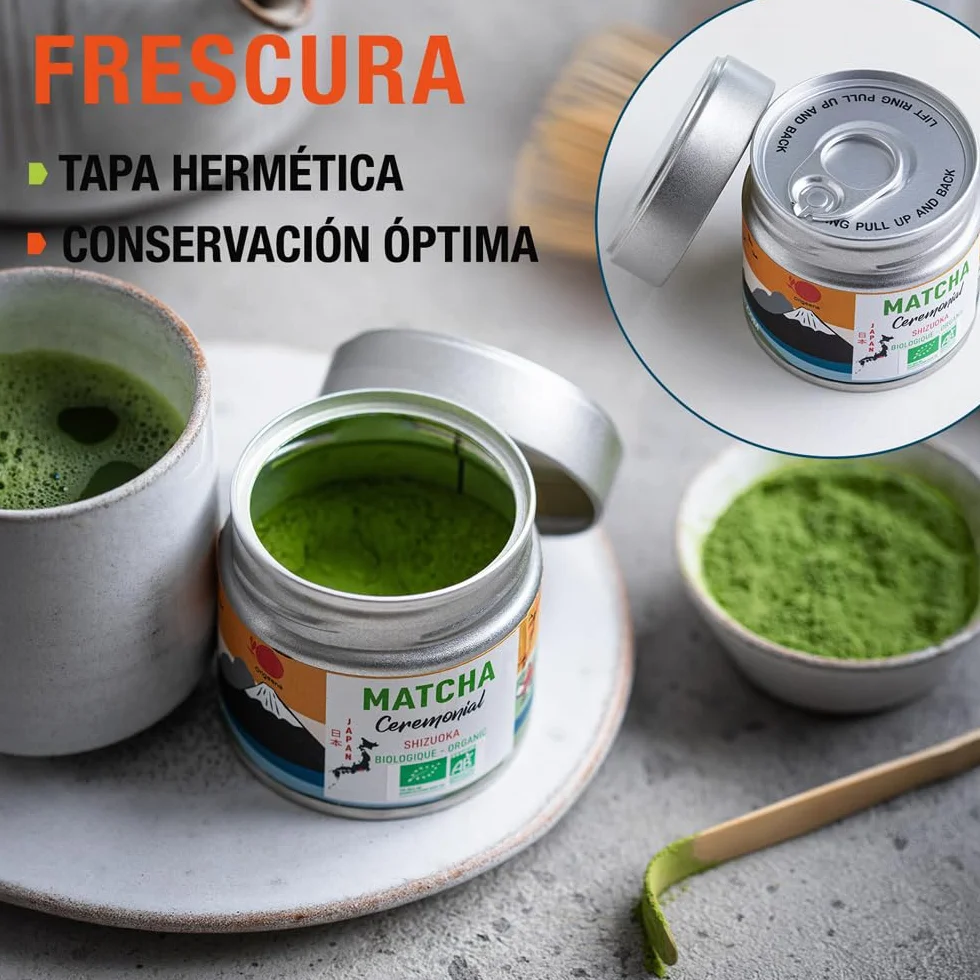 Té Matcha Ceremonial Ecológico Bio Japonés Shizuoka 30g Polvo Verde Matcha Tea