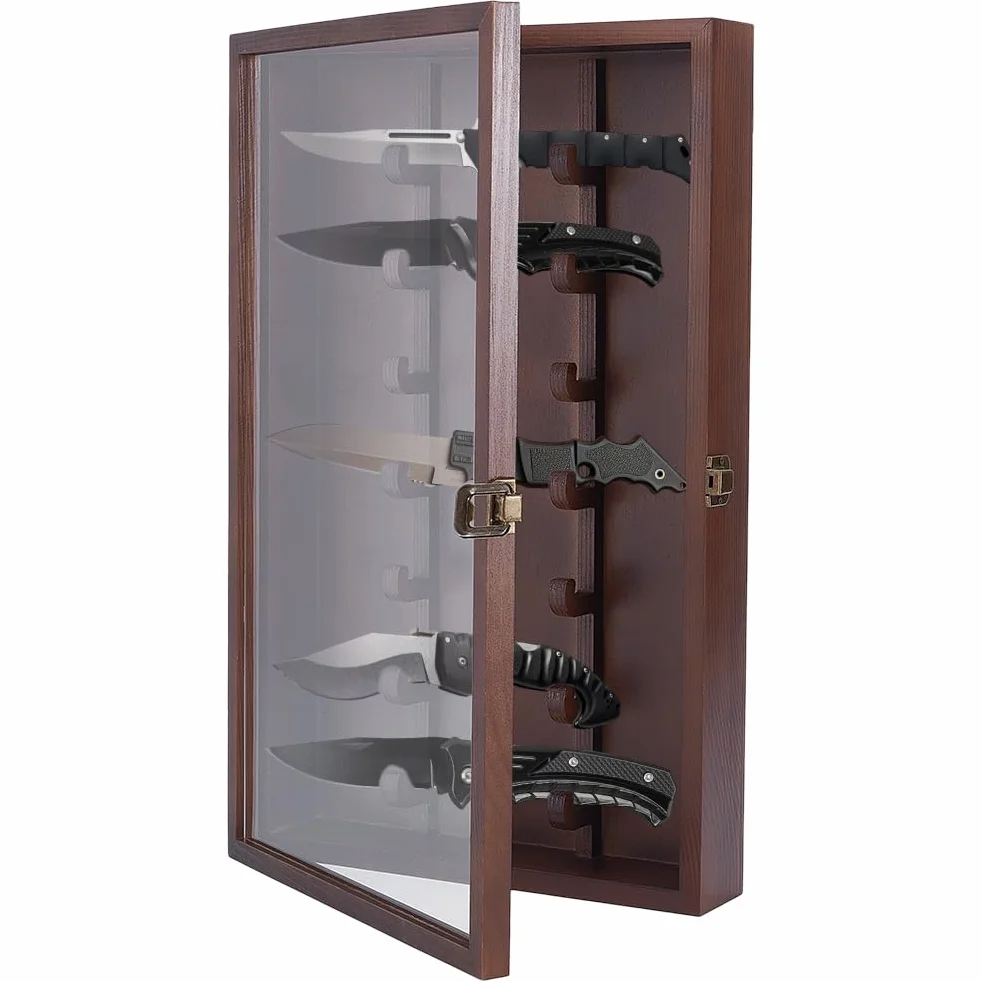 UNICRAFTALE Vitrina para cuchillos de madera con puerta de cristal acrílico 263 x