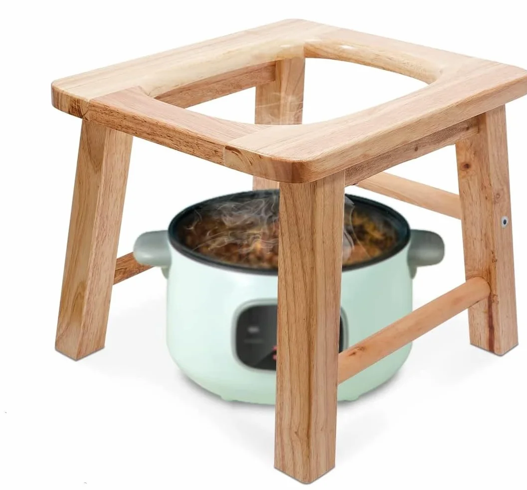 Asiento de vapor de madera con cuatro patas,Madera Yoni Vapor Asiento, silla de vapor V vapor en Hom eattachment H 40cm(sin vapor) | Inodoro tridimensional de madera maciza, asiento de vapor en V, silla de vapor V Steam at Hom eattachment H 15.7 (sin vapo
