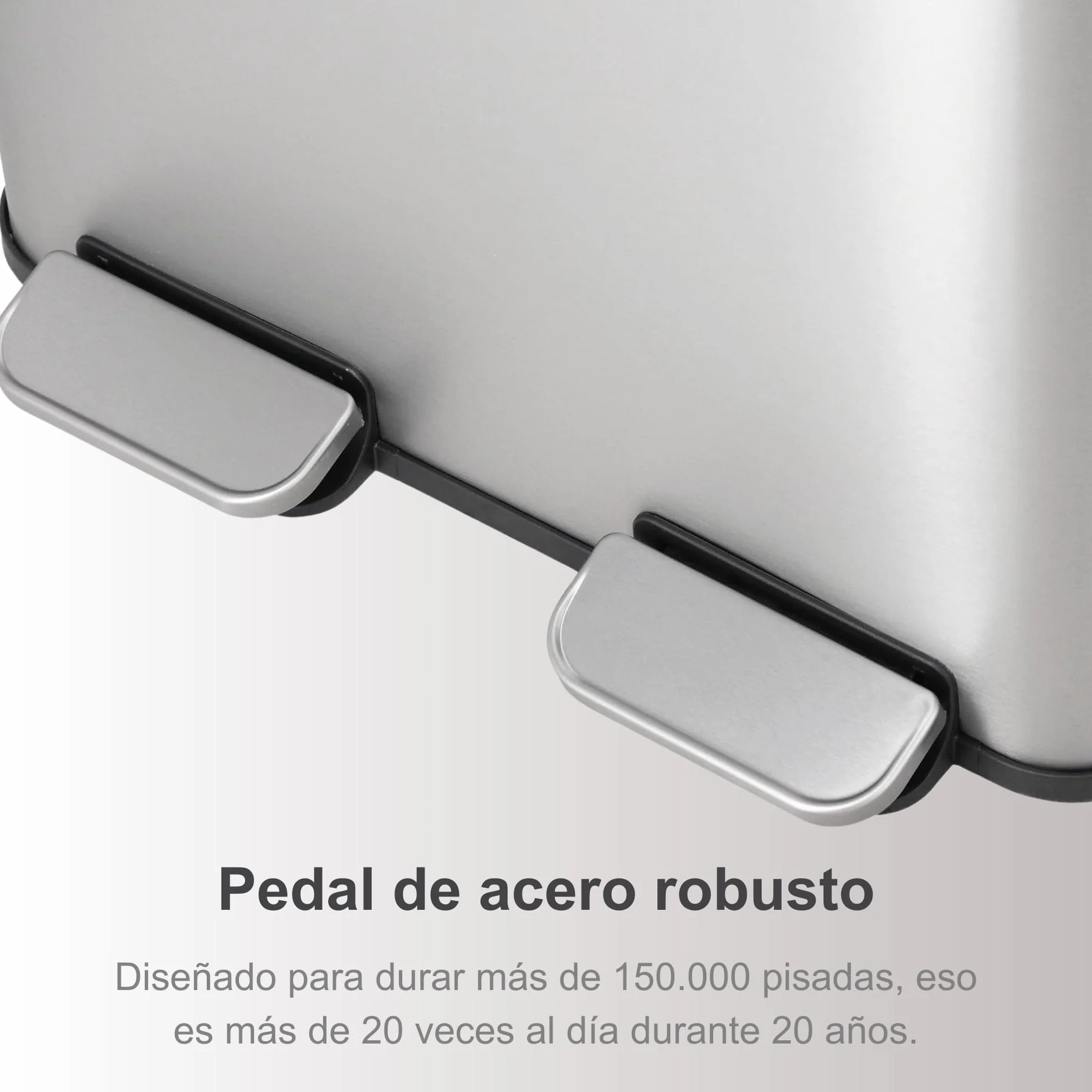 Cubo de Basura para Cocina 2 x 30L (60L), Cubo de Reciclaje Doble, de Acero Inoxidable Antihuella, Tapa de Cierre Suave y Pedal, Incluye 20 Bolsas de Basura, Compartimentos Separados