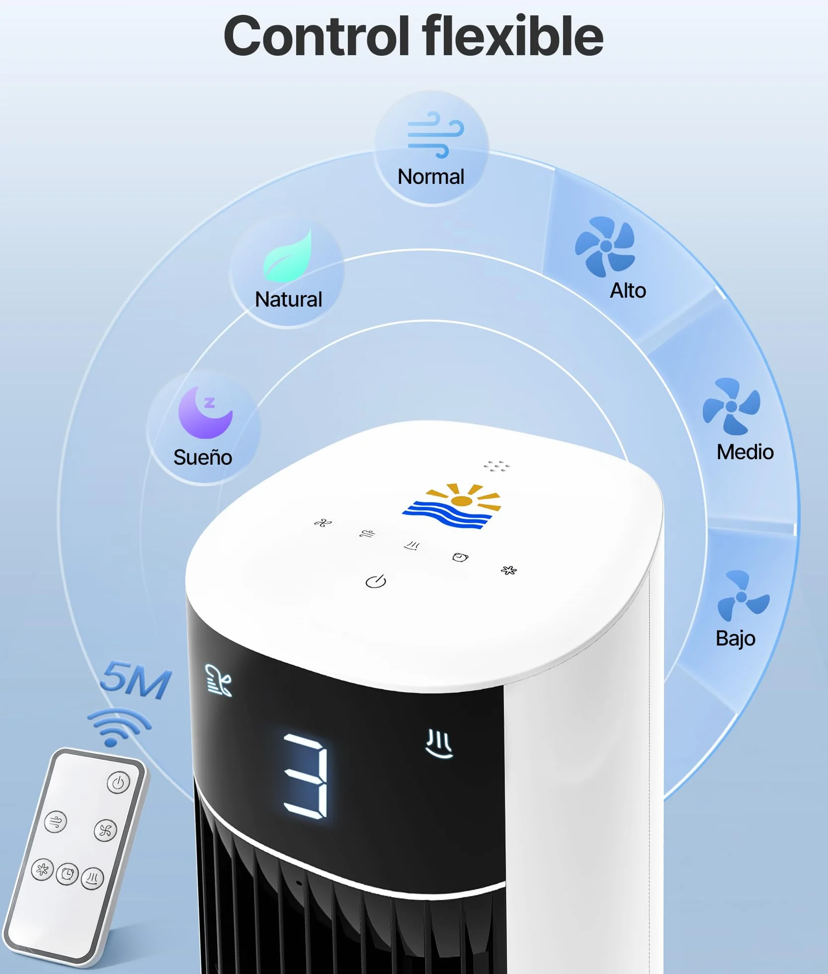 Climatizador Evaporativo Portátil- Alternativa al Aire Acondicionado Portatil Enfriador de Aire Silencioso,3 Modos, Temporizador 12H, Mando, Función Aroma, Blanco