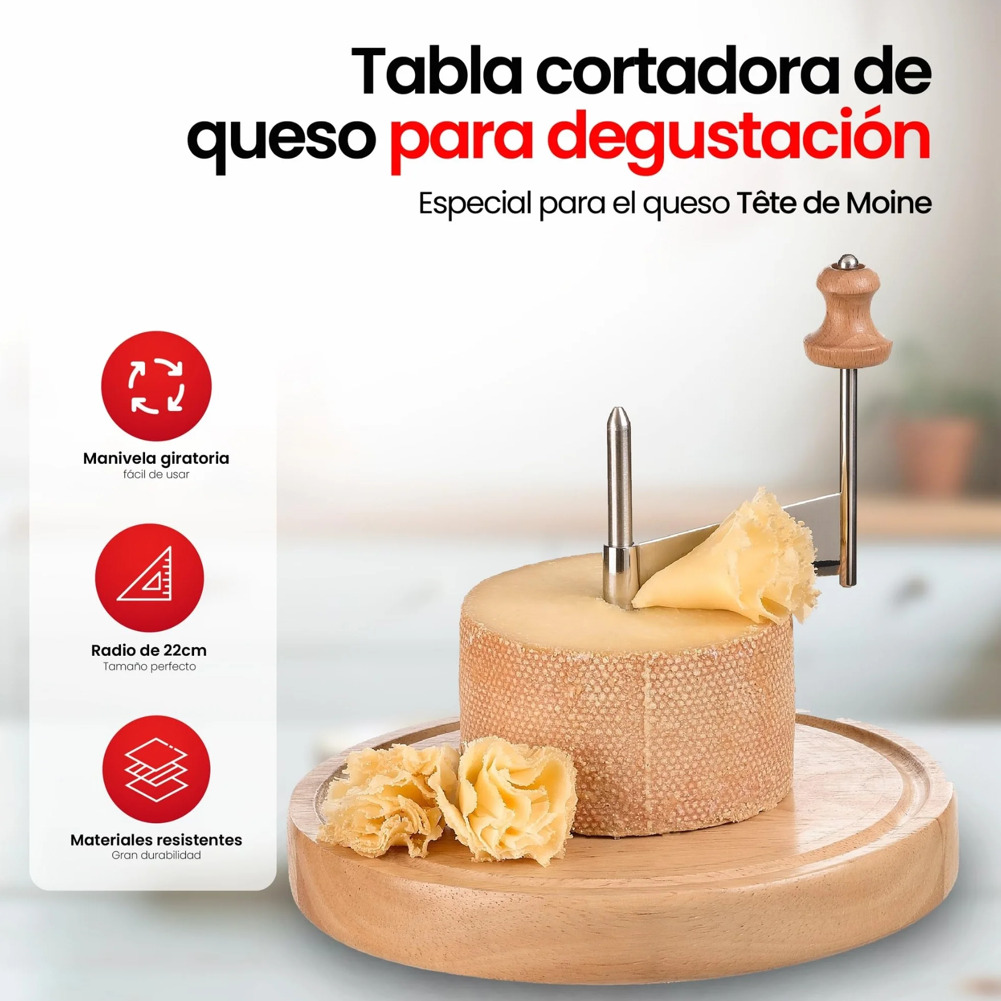 Cortador de Queso con Cuchilla Giratoria 22cm – Rizador Manual para Flores y Virutas Decorativas