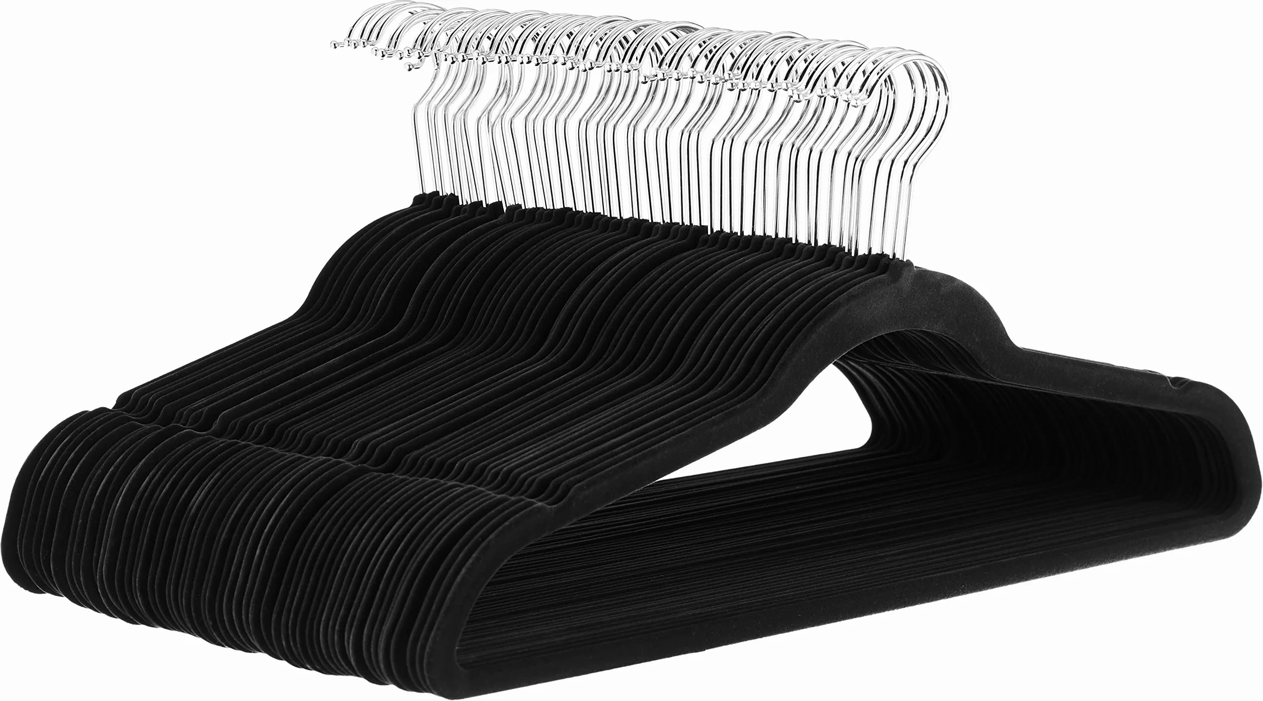 Amazon Basics Perchas de terciopelo para trajes Paquete de 50 Negro