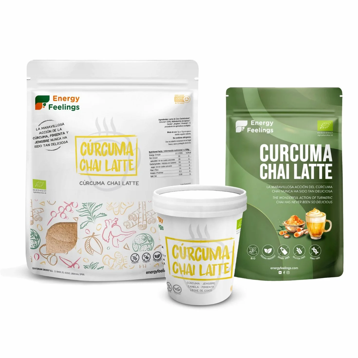 Cúrcuma Chai Latte ECO 250 g Ecológico Vegano Natural Sin Lactosa Sin Gluten