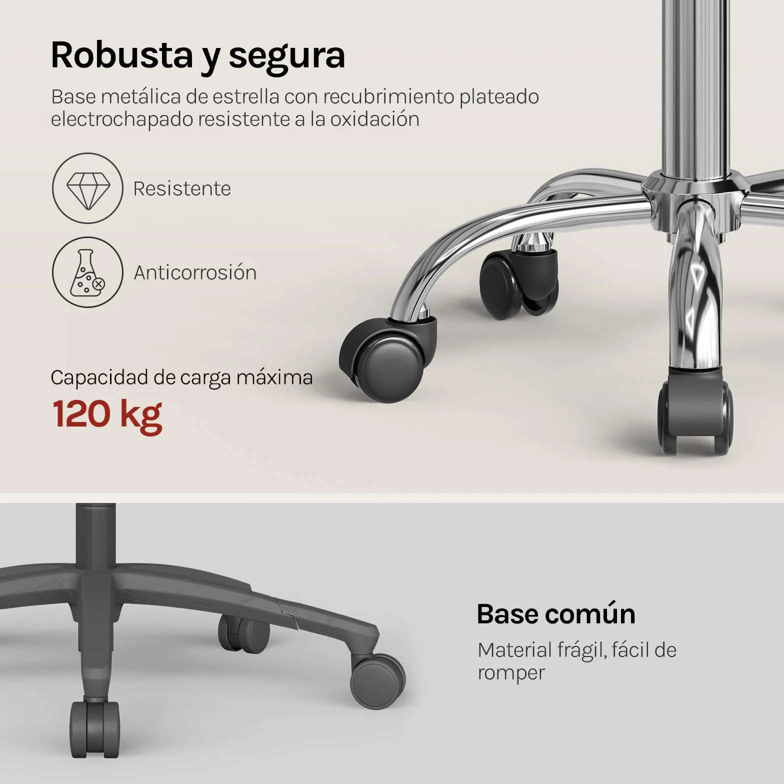 WOLTU Silla de Tocador Terciopelo, Taburete Giratorio con Respaldo Bajo, Altura Regulable 43,5-55 cm, Estructura Metálica Crema