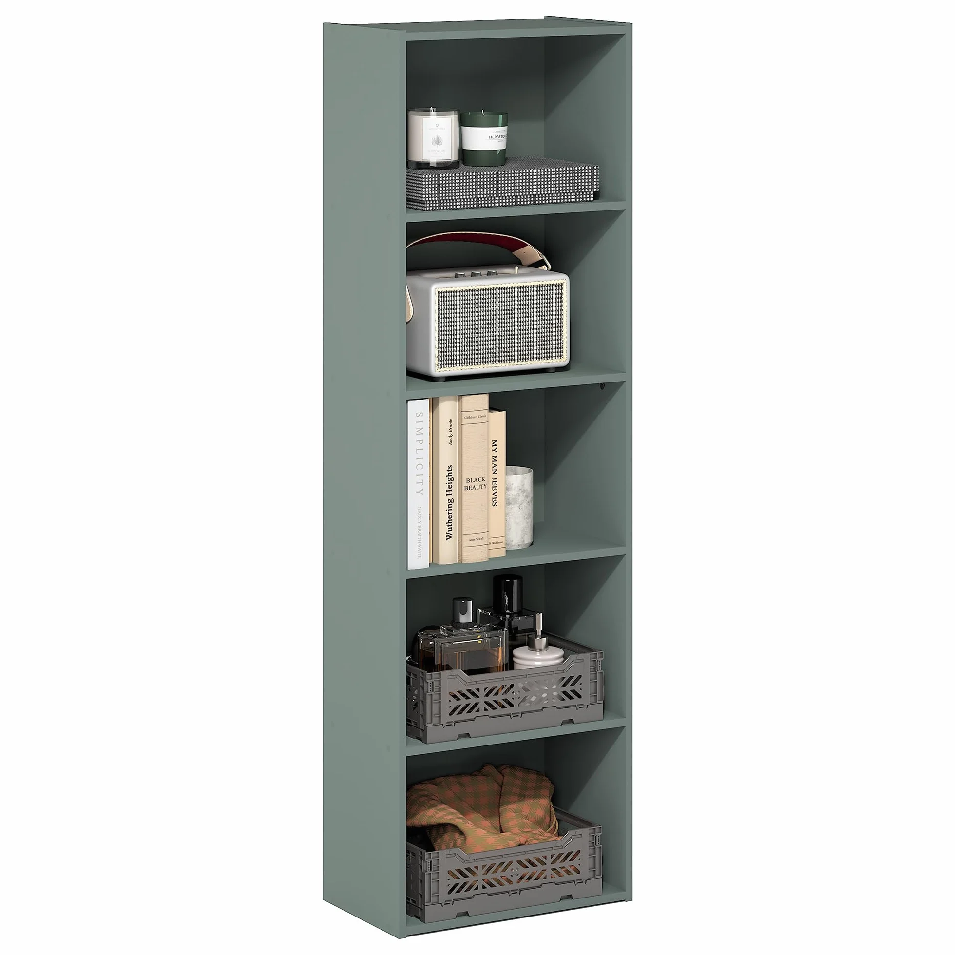 Furinno Luder Estantería De 5 Cubos Abierto 24x40x132 Verde Salvia