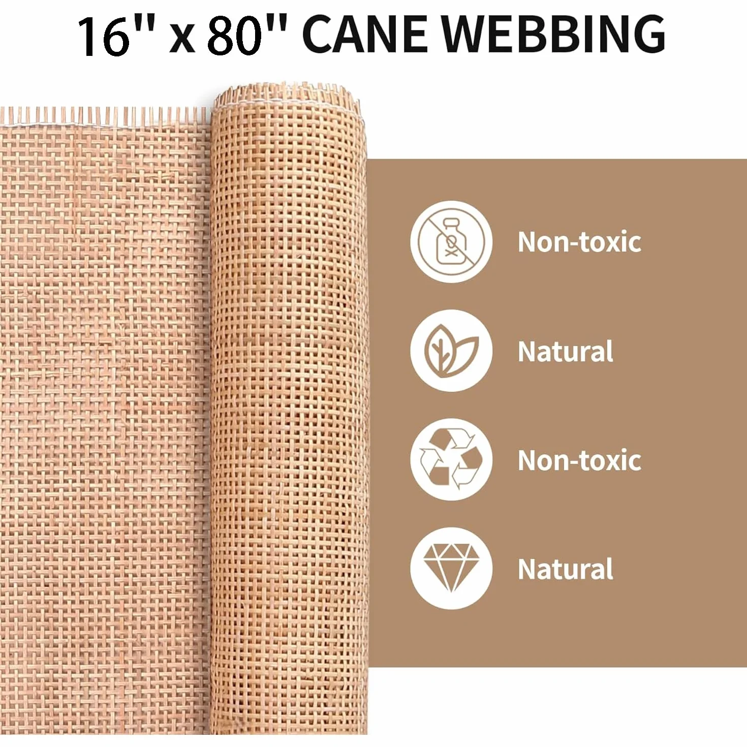 HEYOUTH Rollo de Mimbre Natural,Correas de Caña Natural,Trenza vienesa,Rejilla Mimbre,para Proyectos de Caning,Caña de Malla Abierta Tejida para Muebles, Sillas, Armarios, Techos(40cm x 2 m)
