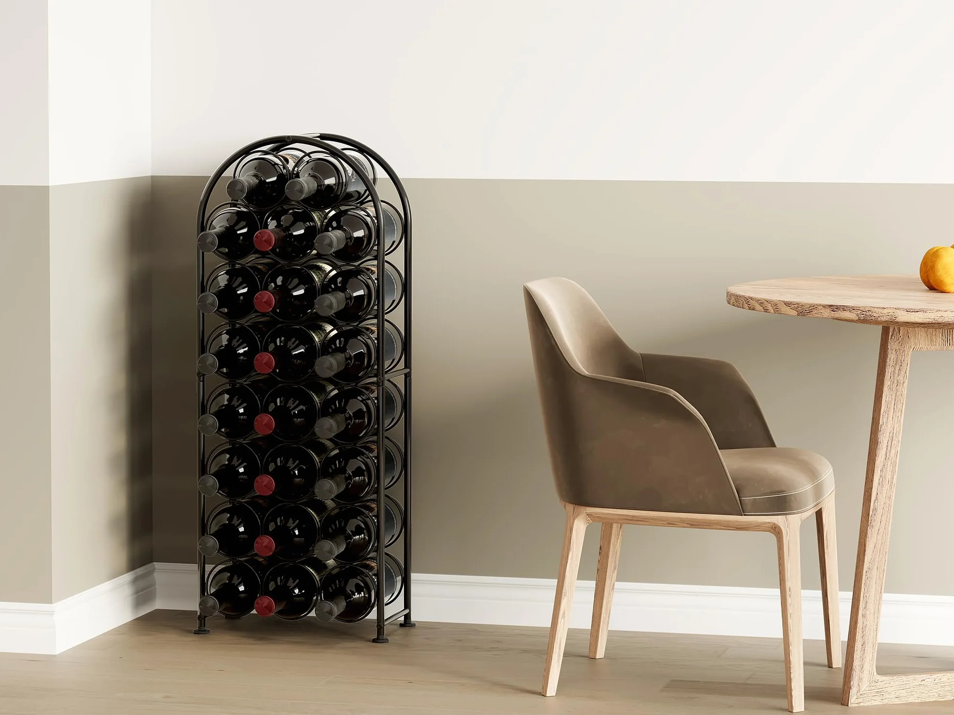 EasyPAG Metal 23 Botellas Botellero Vino Mesa Organizador Vino Almacenamiento Botellas Estantería Vino para Hogar y Cocina,Negro