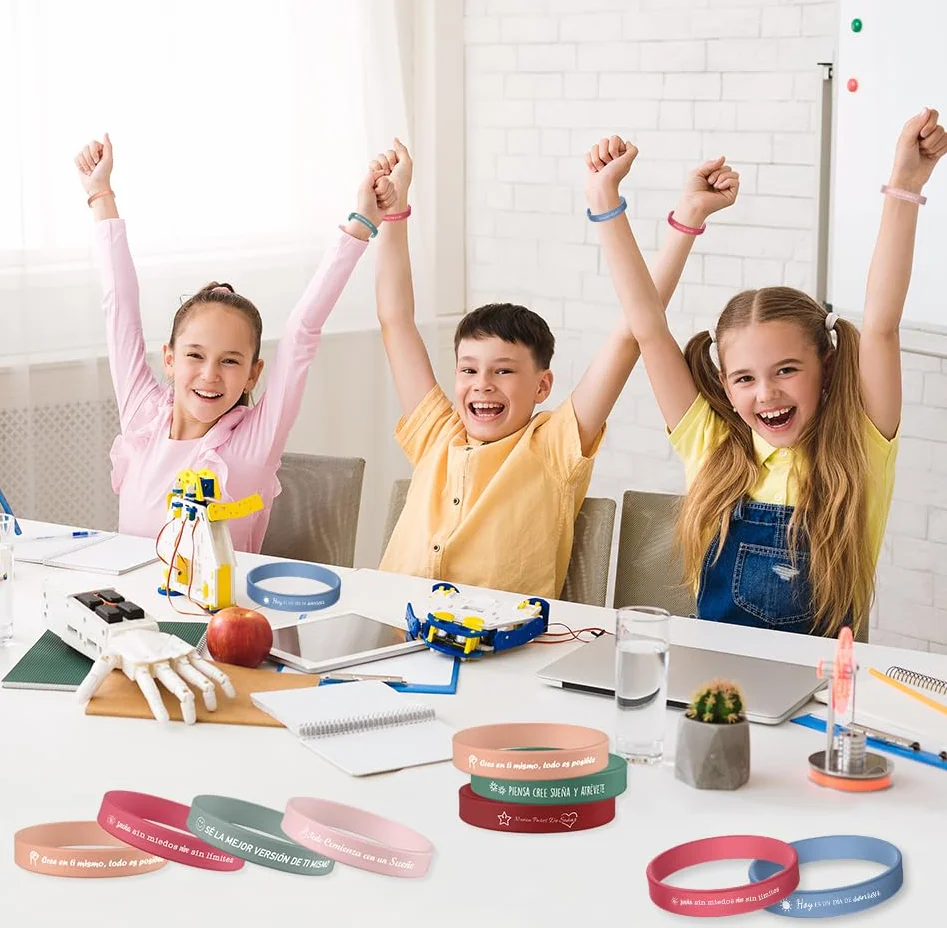 Pulseras motivacionales inspiradoras con frases de silicona, regalos motivacionales para adolescentes, estudiantes, colegas