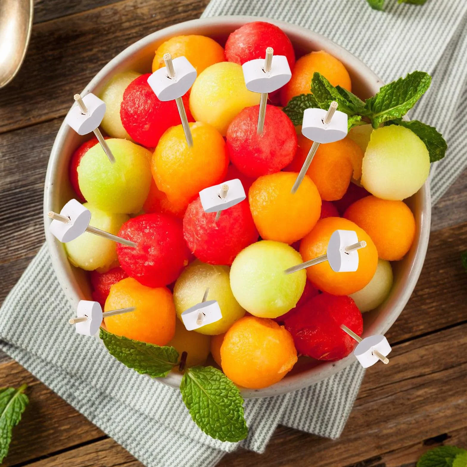 Catelves 100 palillos de madera para cócteles, con corazones blancos, palillos de madera de 12 cm, brochetas de frutas, brochetas de fiesta, hamburguesas, accesorios de cóctel, decoración para