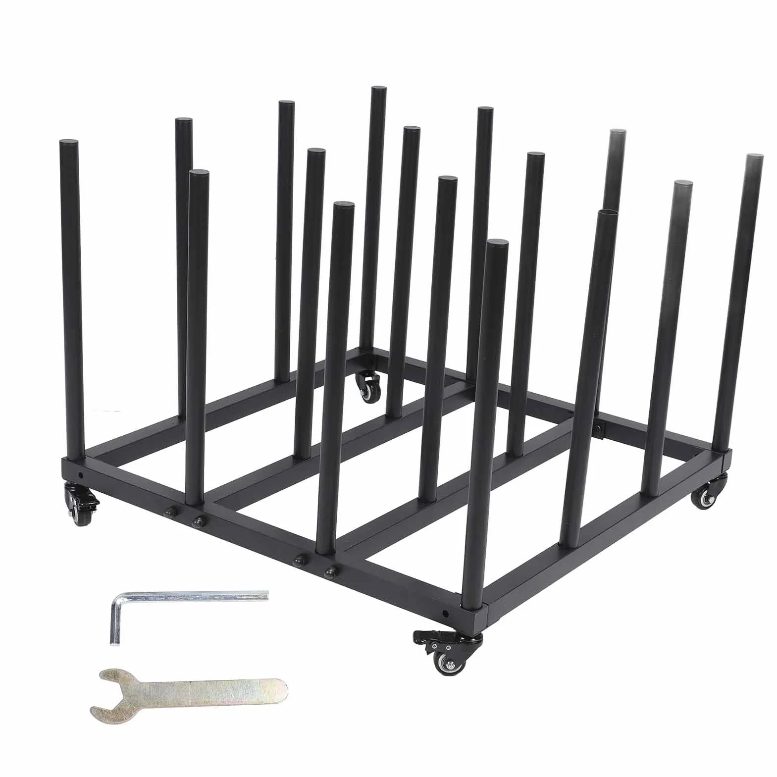 Eacam Carro de Almacenamiento de Vinilo, Estante de Medios Resistente para 16 Rollos con Capacidad de 1200 Lb, Soporte Móvil para Planos, Construcción de Tubo de Acero, para Oficina,