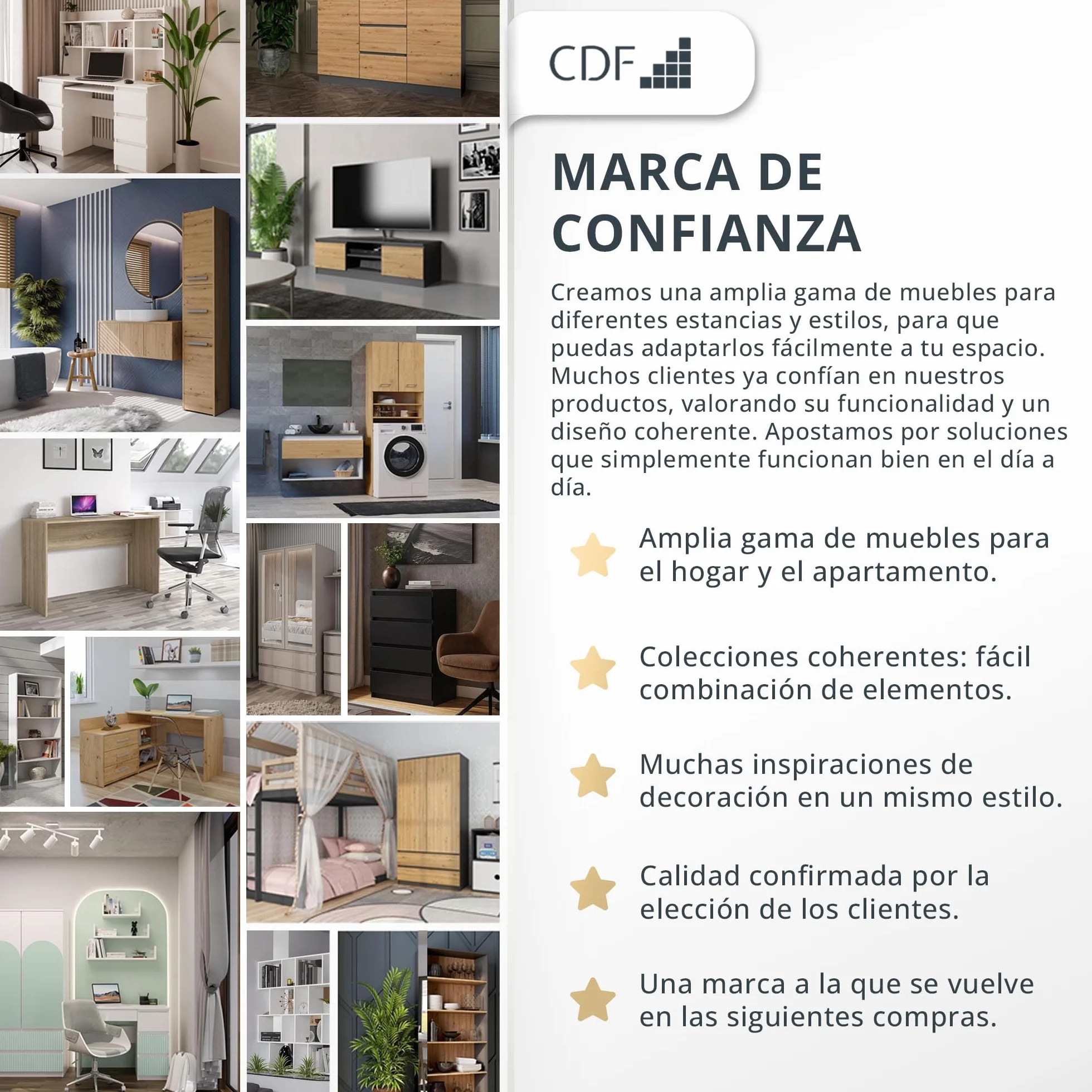 CDF Armario Dormitorio 90cm 2 Puertas 2 Cajones Armario Ropero Blanco Tablero Laminado 16 mm