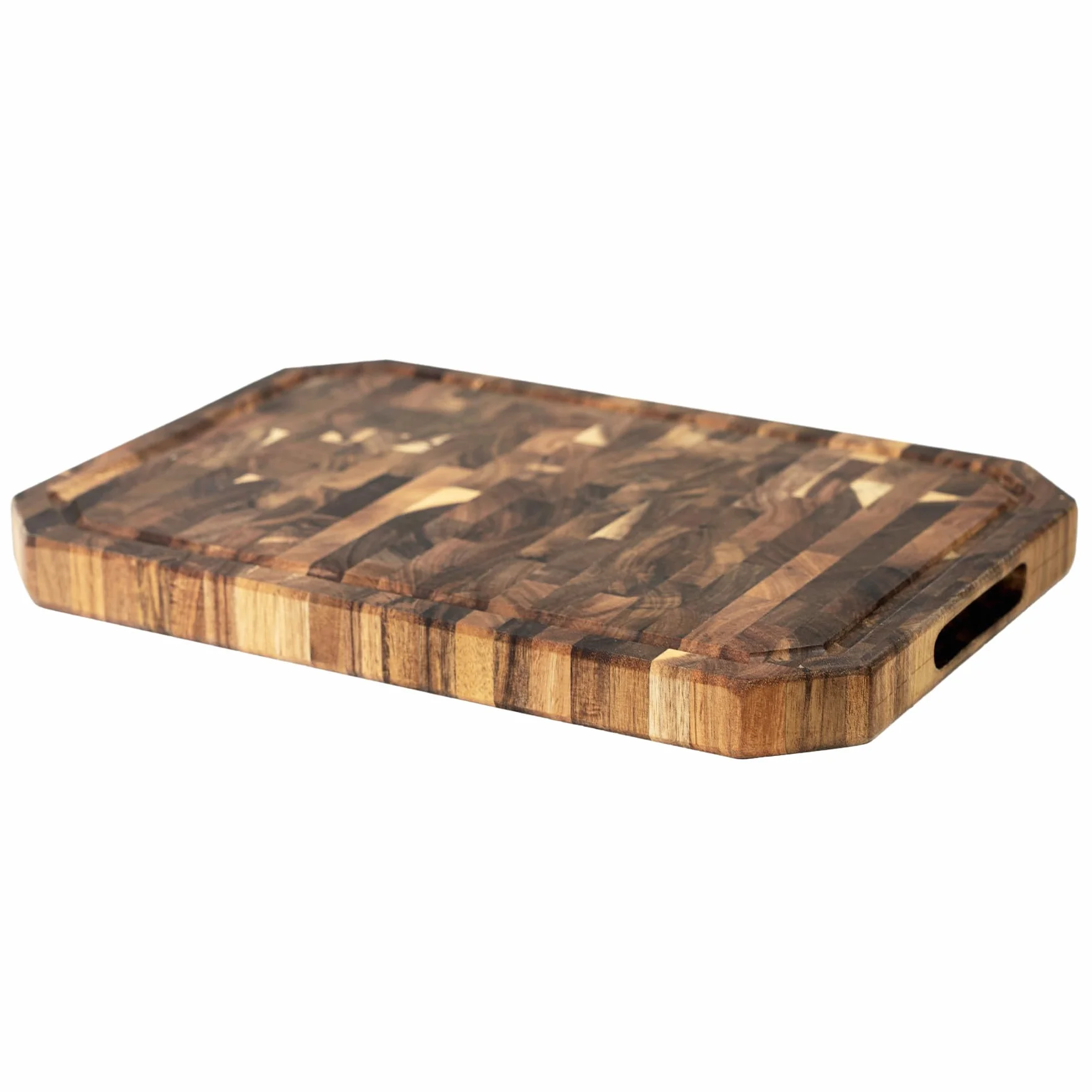 Utoplike Tabla de Cortar de Acacia para Jugo y Asas, 43 x 30,5 x 3,5 cm | Bloque de Carnicero Cocina con Ranura, Tabla Cortar de Madera para Carne, Verduras y Queso