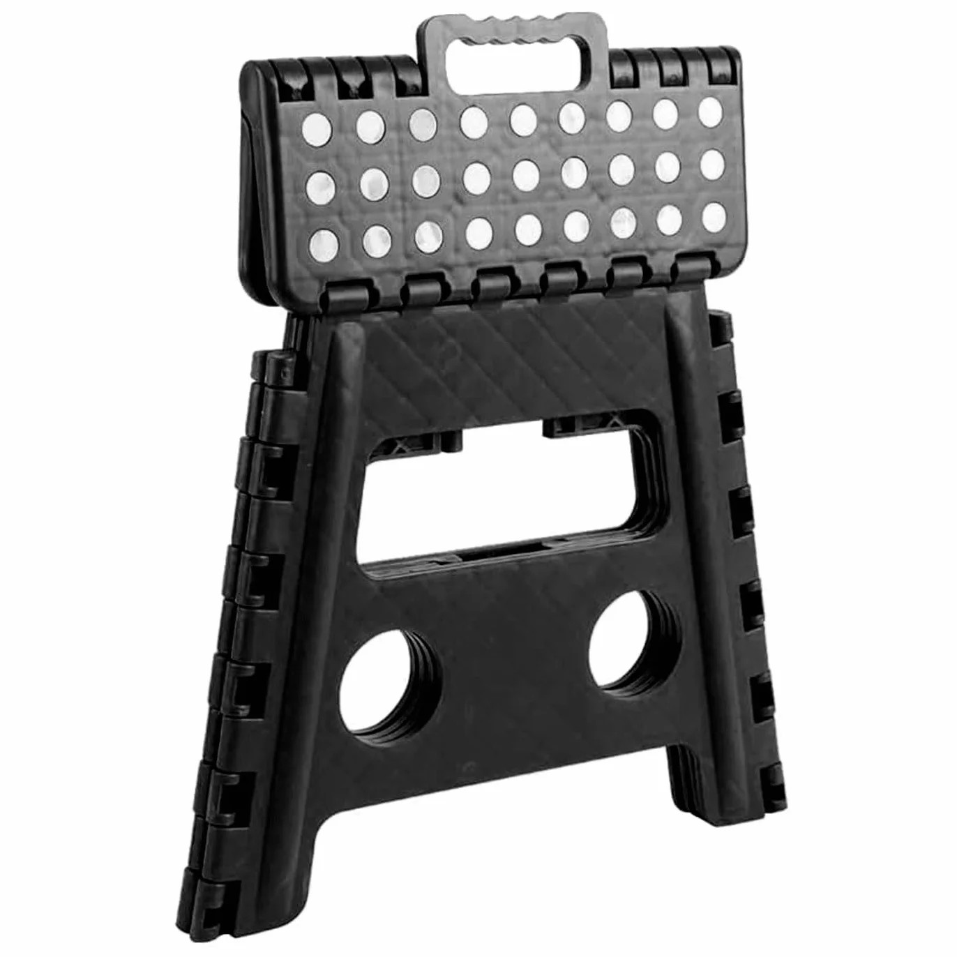 ACAN Tradineur - Taburete Plegable, Fabricado en PVC, Multiusos de plástico Resistente y Duradero, Ideal para escuelas, guarderías y hogar (32 x 22 x 29 cm, Color Negro)