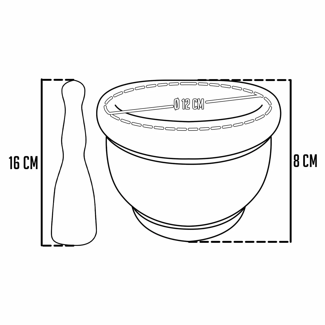 Tradineur - Mortero de madera natural - Incluye mazo de 16 cm - Machacador manual de cocina para moler ajo, especias y hierbas - 12 x 8 cm